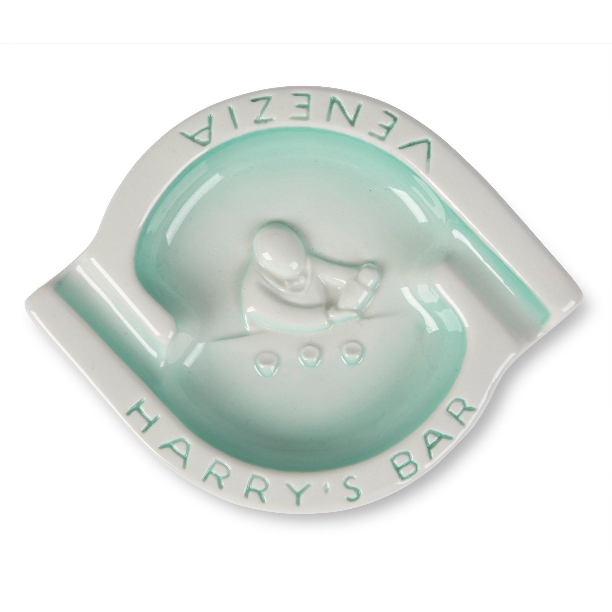 Harry's Bar Venice Italy Teal Ceramic Ashtray