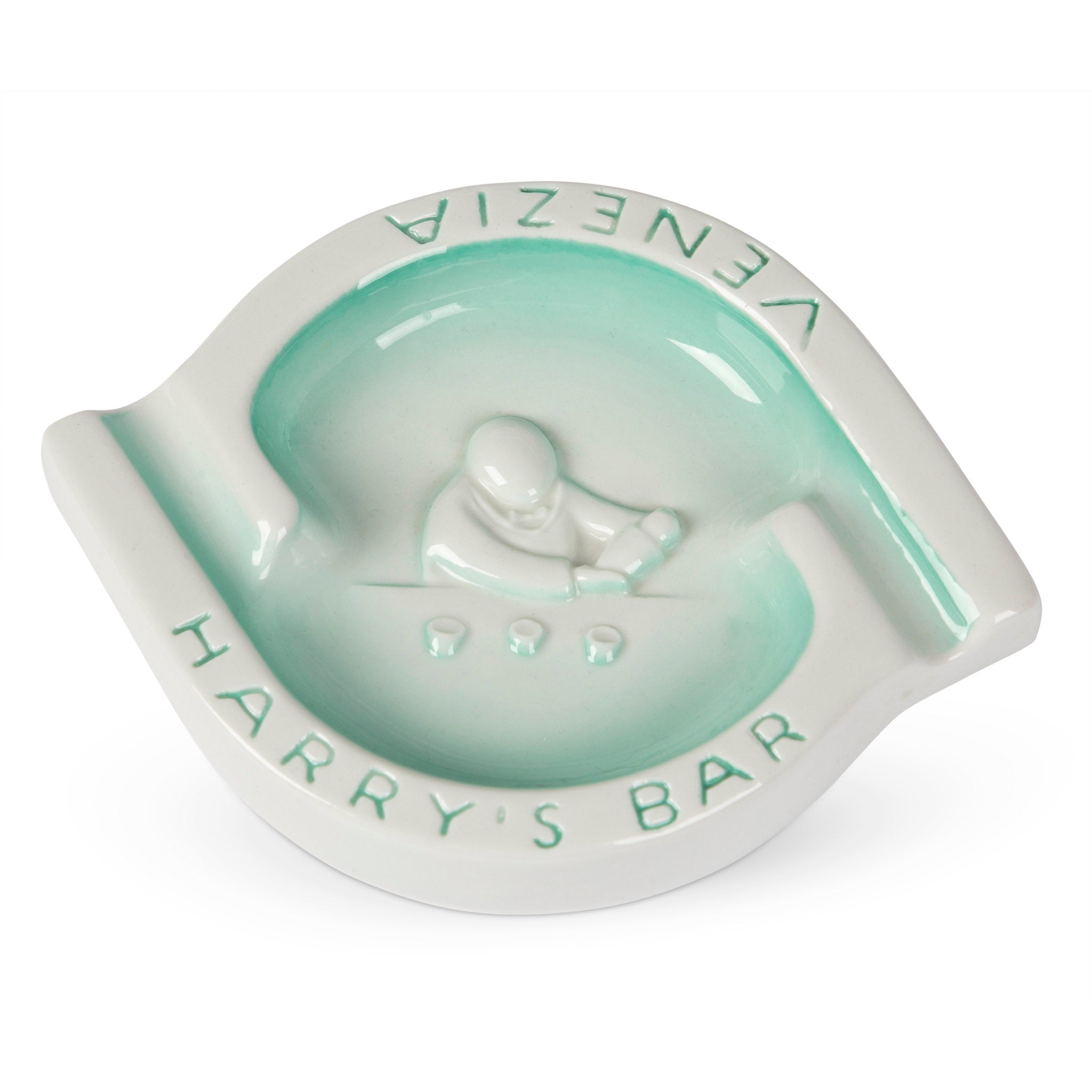 Harry's Bar Venice Italy Teal Ceramic Ashtray