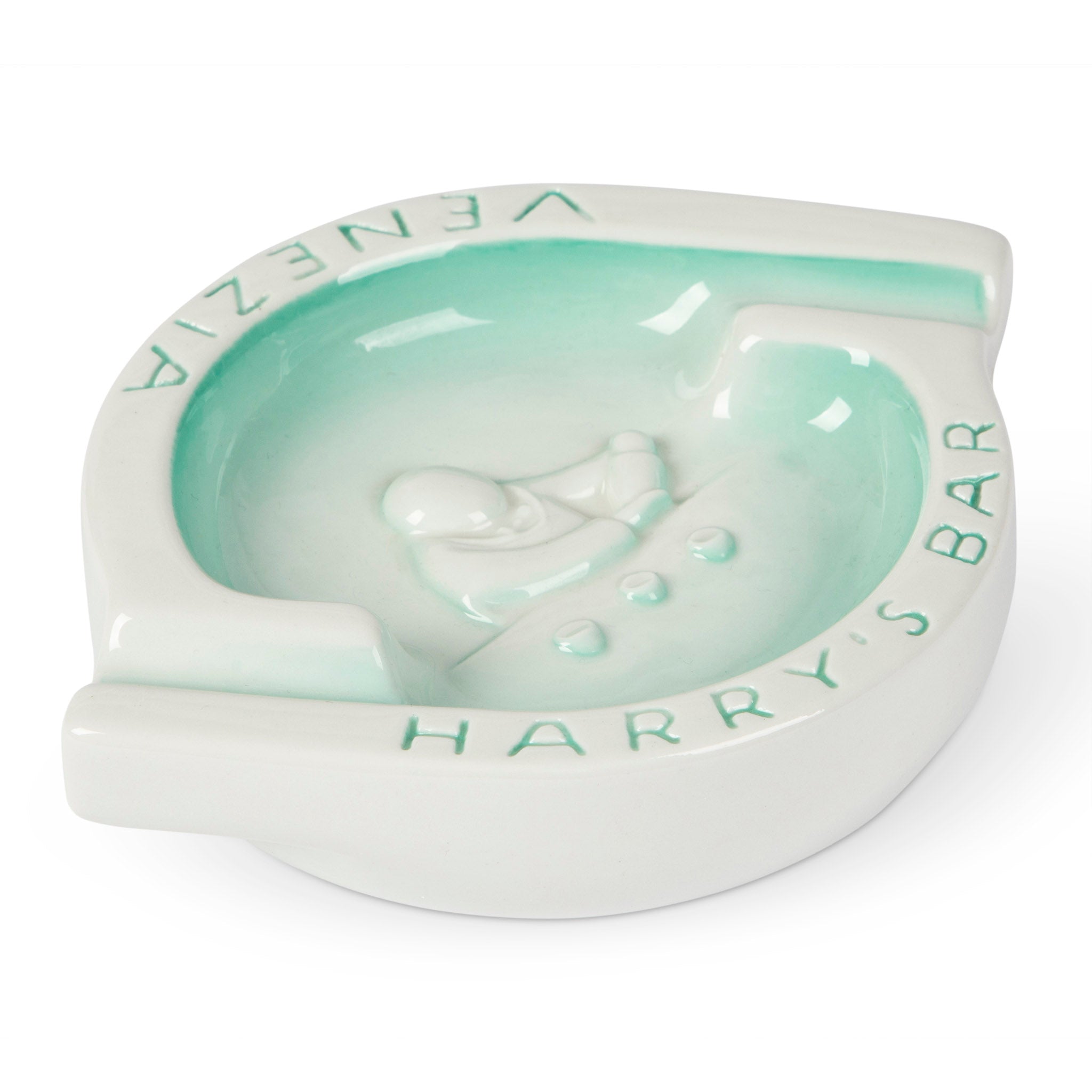 Harry's Bar Venice Italy Teal Ceramic Ashtray