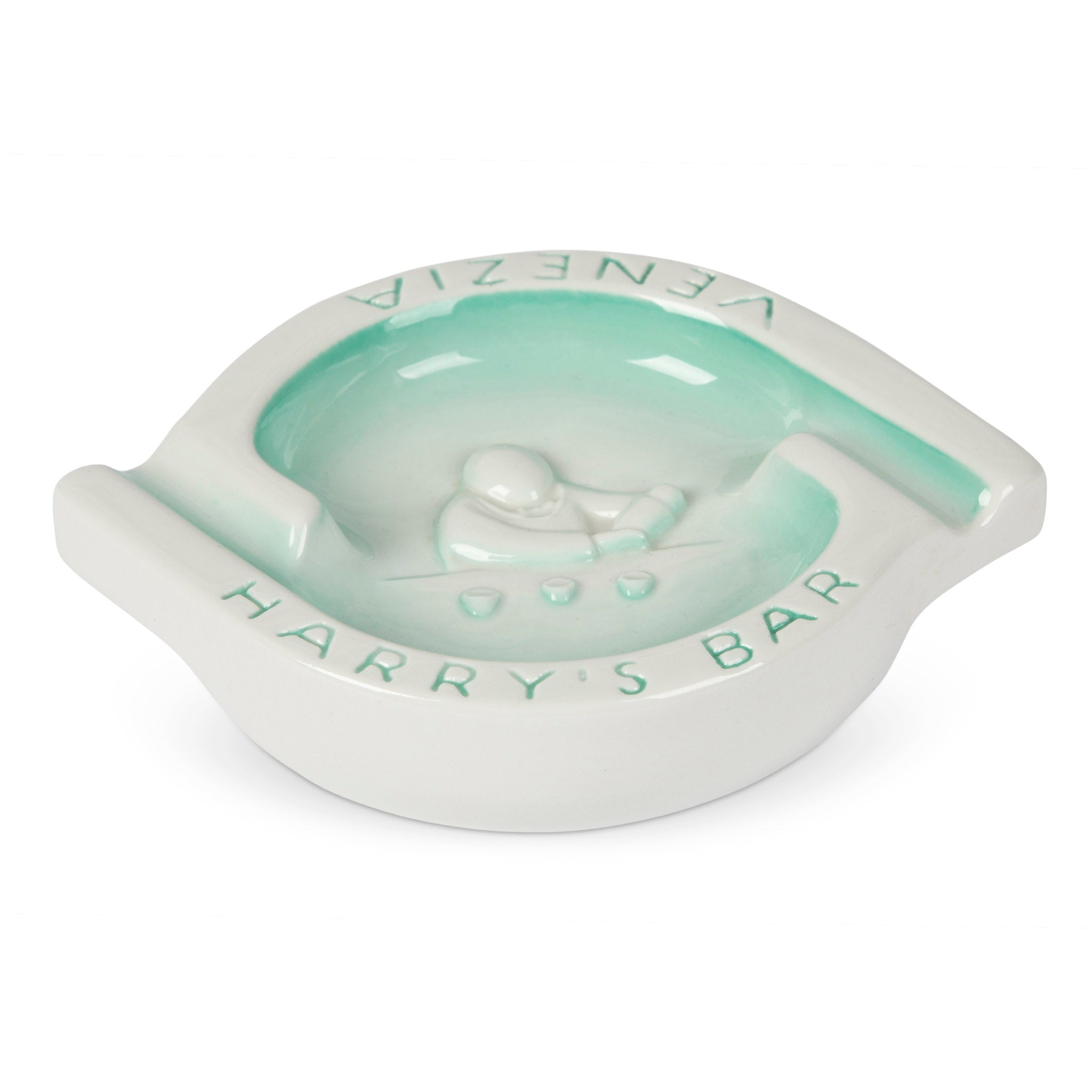 Harry's Bar Venice Italy Teal Ceramic Ashtray