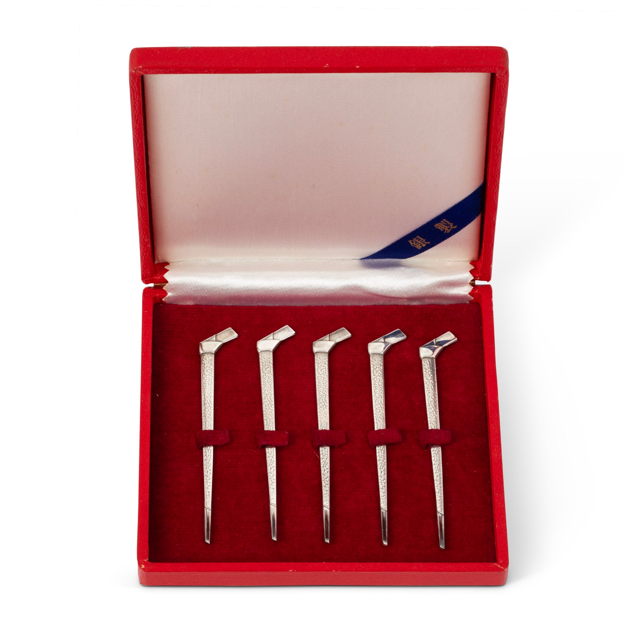 Midcentury Japanese Sterling Cocktail Pick Set