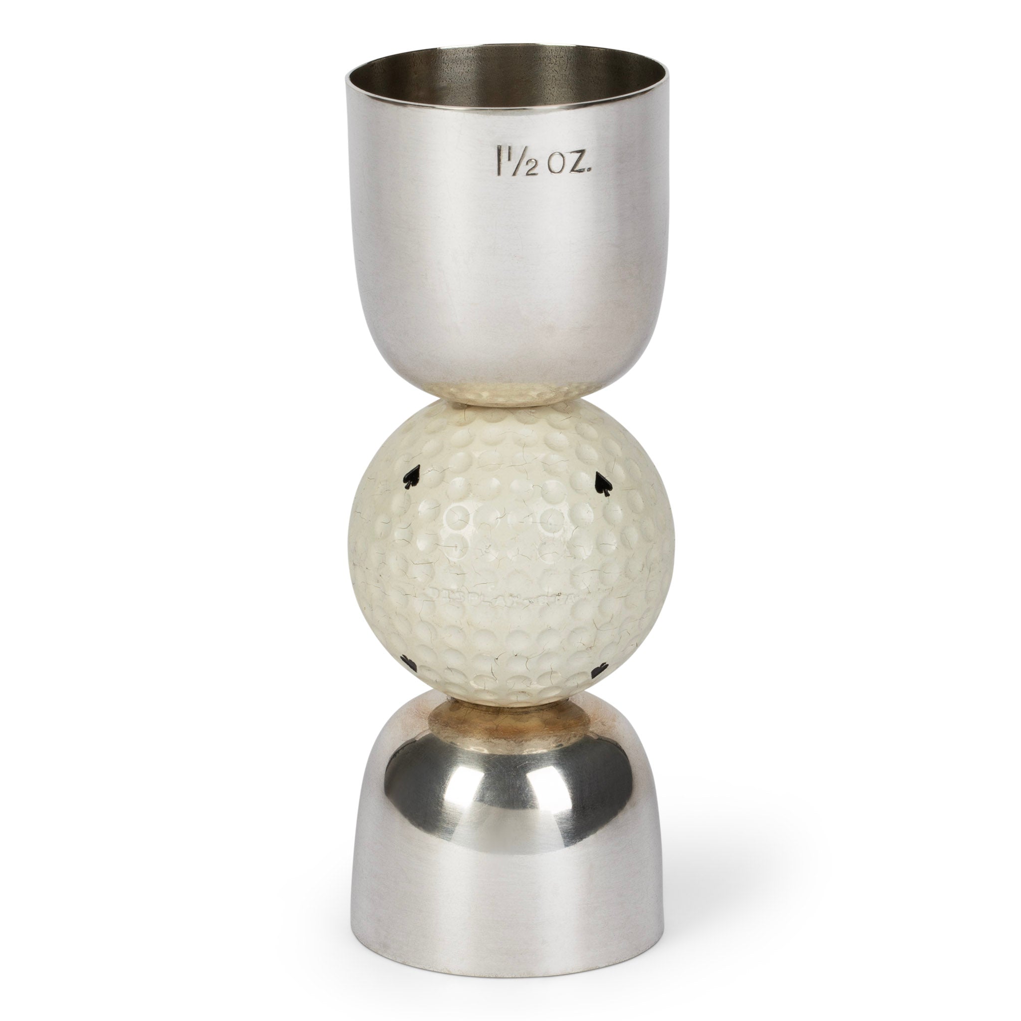 Midcentury Golf Ball Silver Double Spirits Measure Jigger