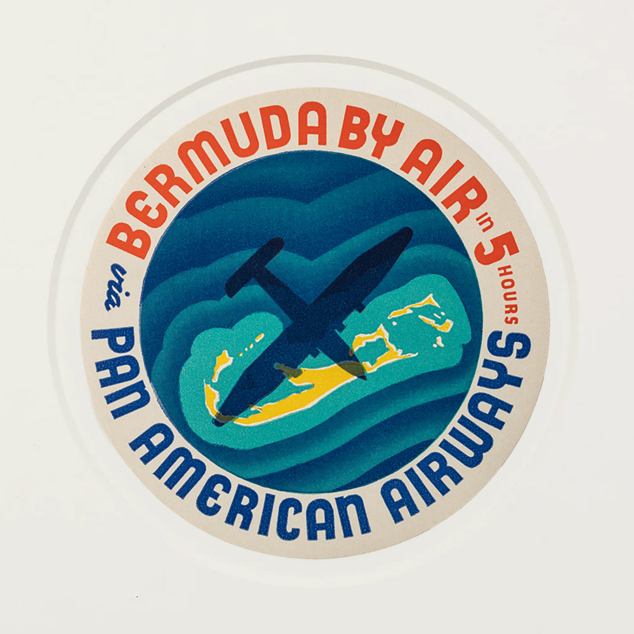 Framed Bermuda by Air Pan American Luggage Label