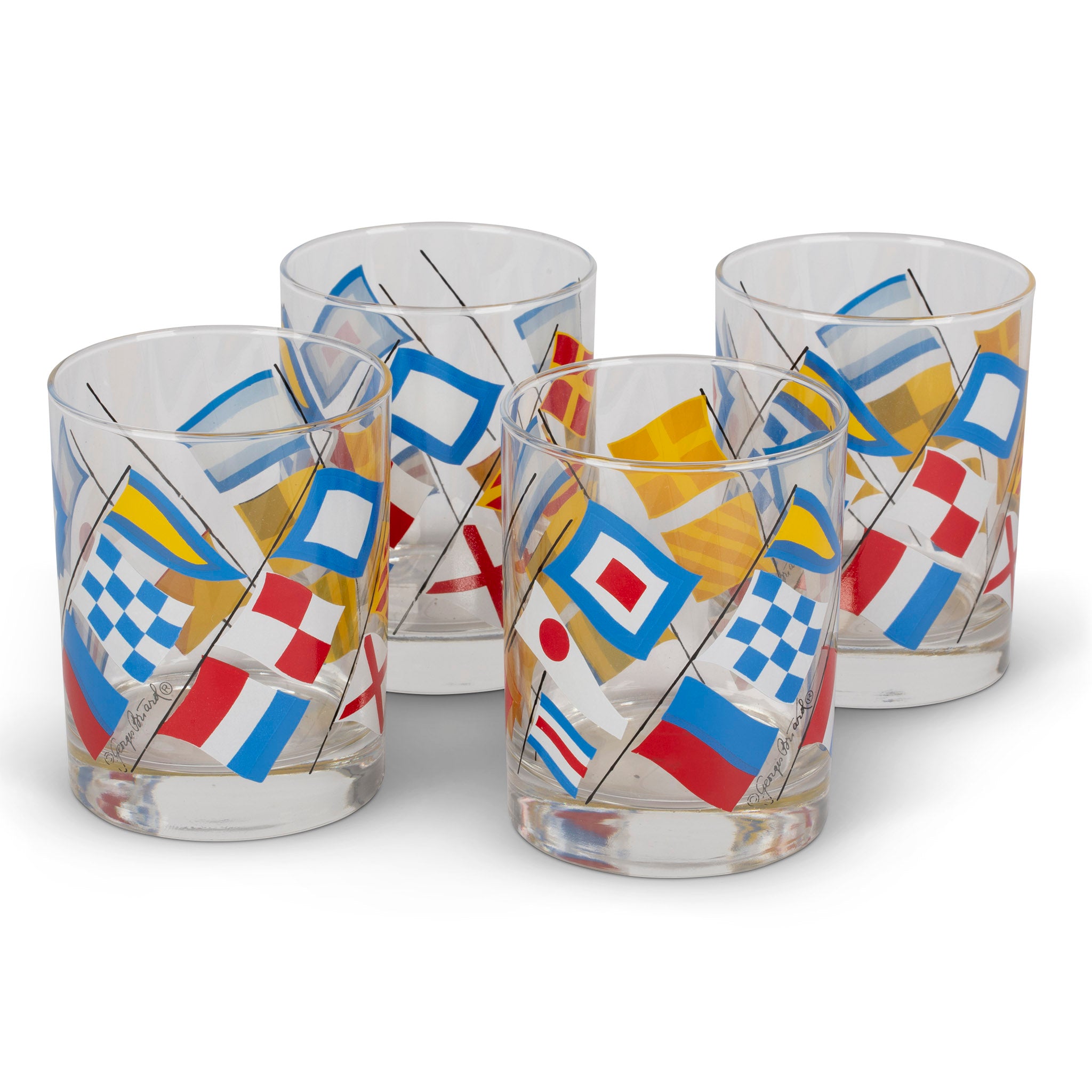 Georges Briard Nautical Signal Flags Double Old Fashioned Glass Set