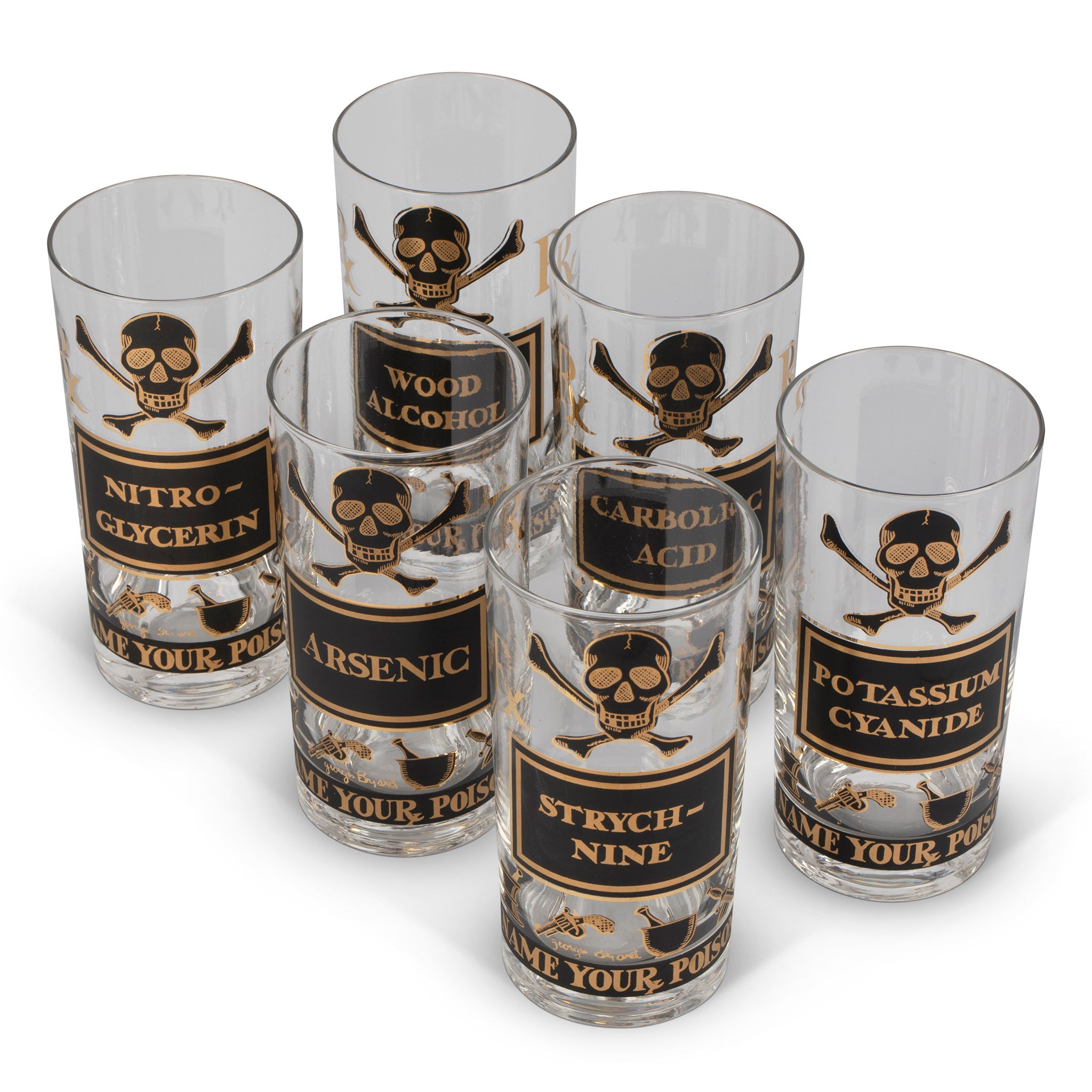 Georges Briard "Name Your Poison" Highball Glass Set