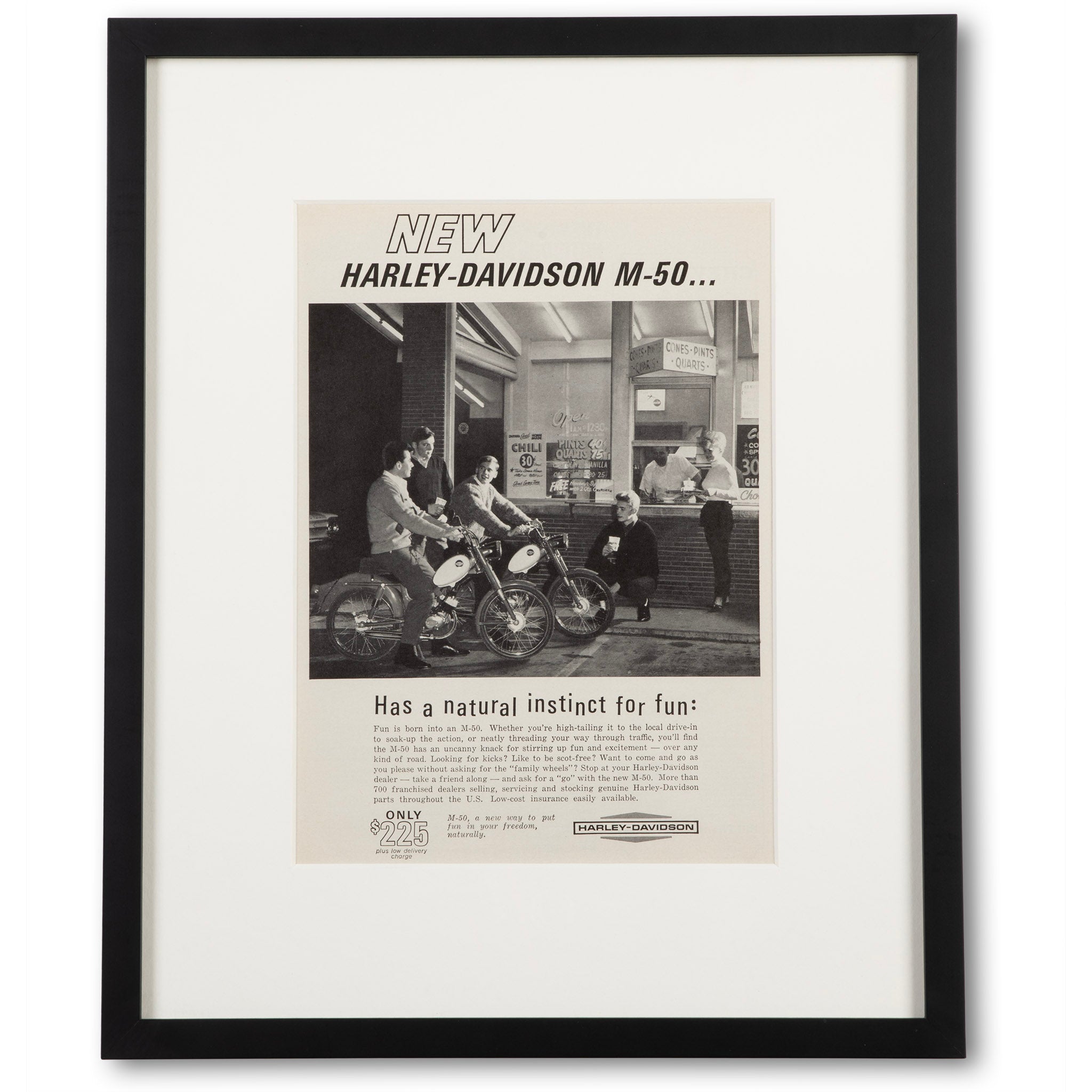 Framed 1960s Harley-Davidson M-50 Advertisement