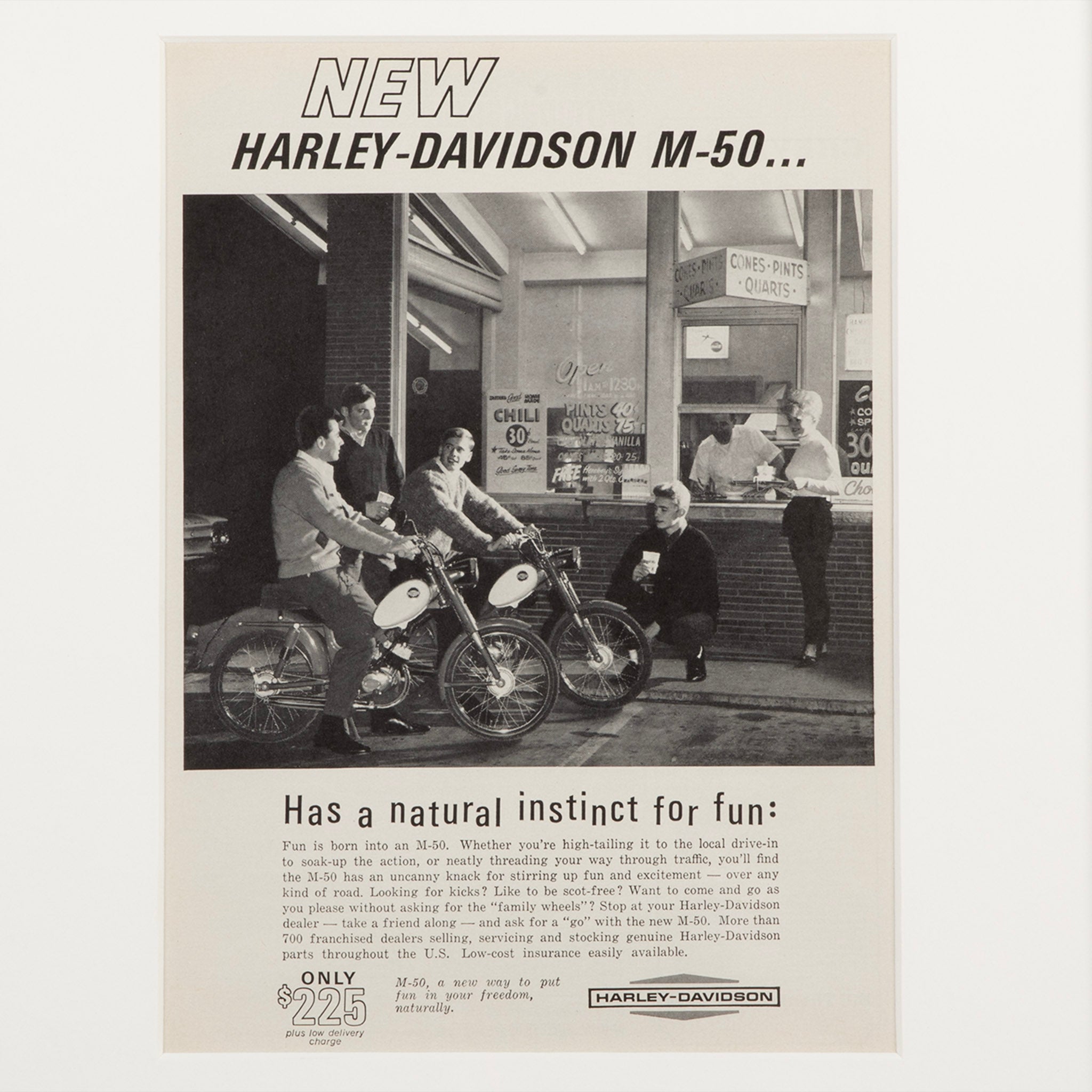 Framed 1960s Harley-Davidson M-50 Advertisement