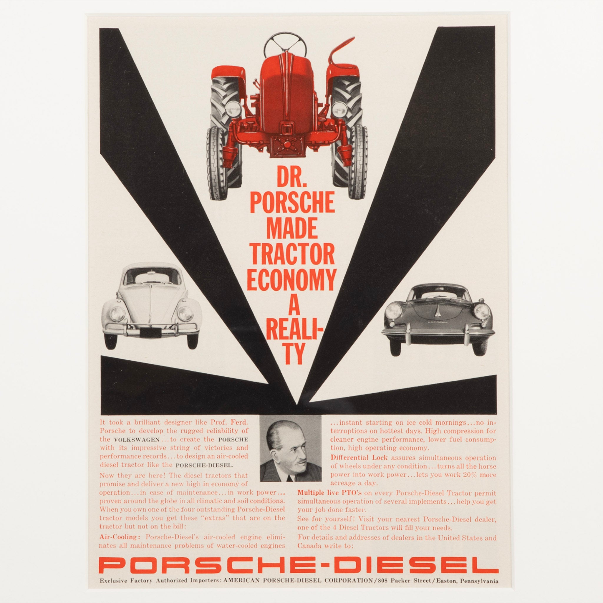 Framed 1960s Porsche-Diesel Tractor Advertisement