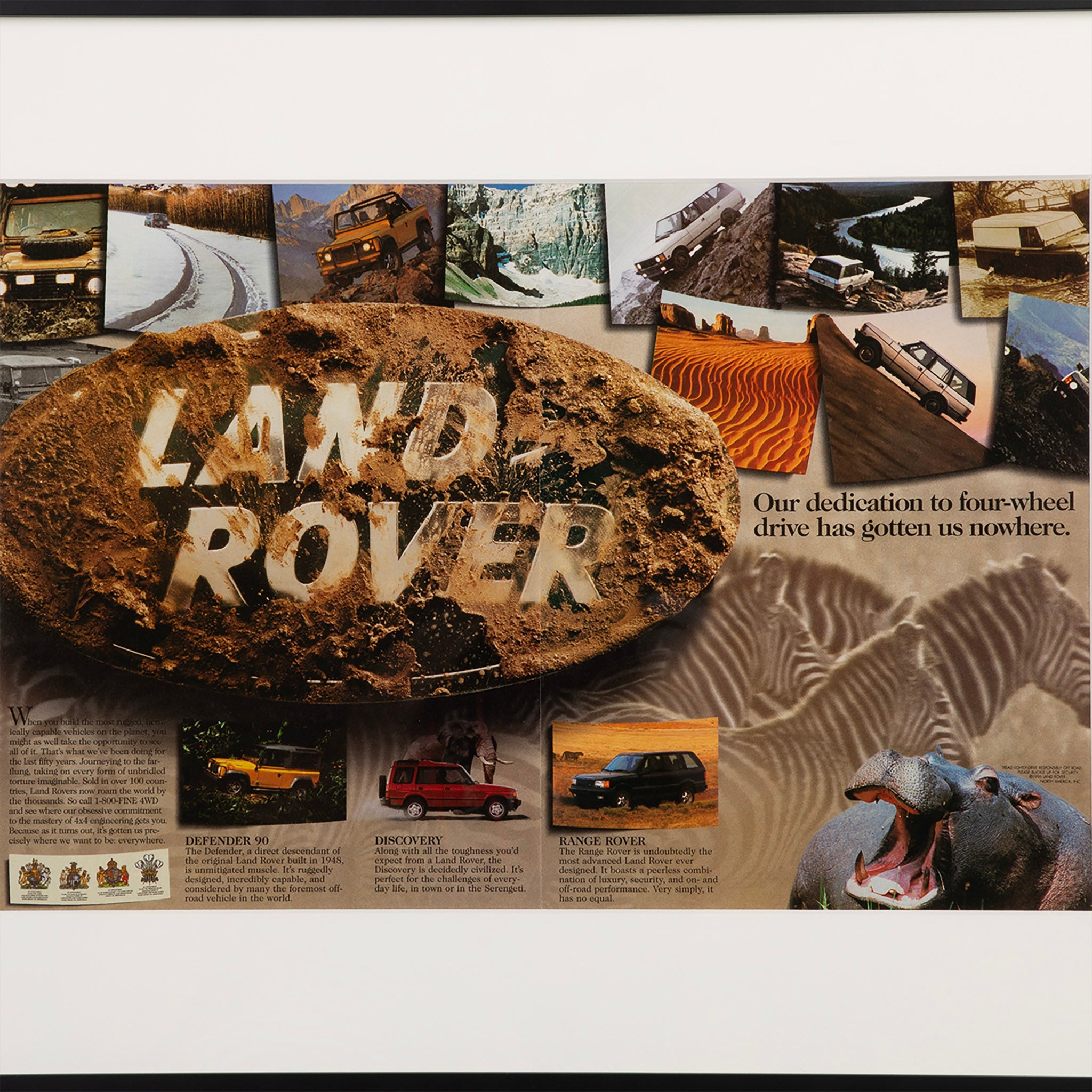 Framed Land Rover Four Wheel Drive Advertisement