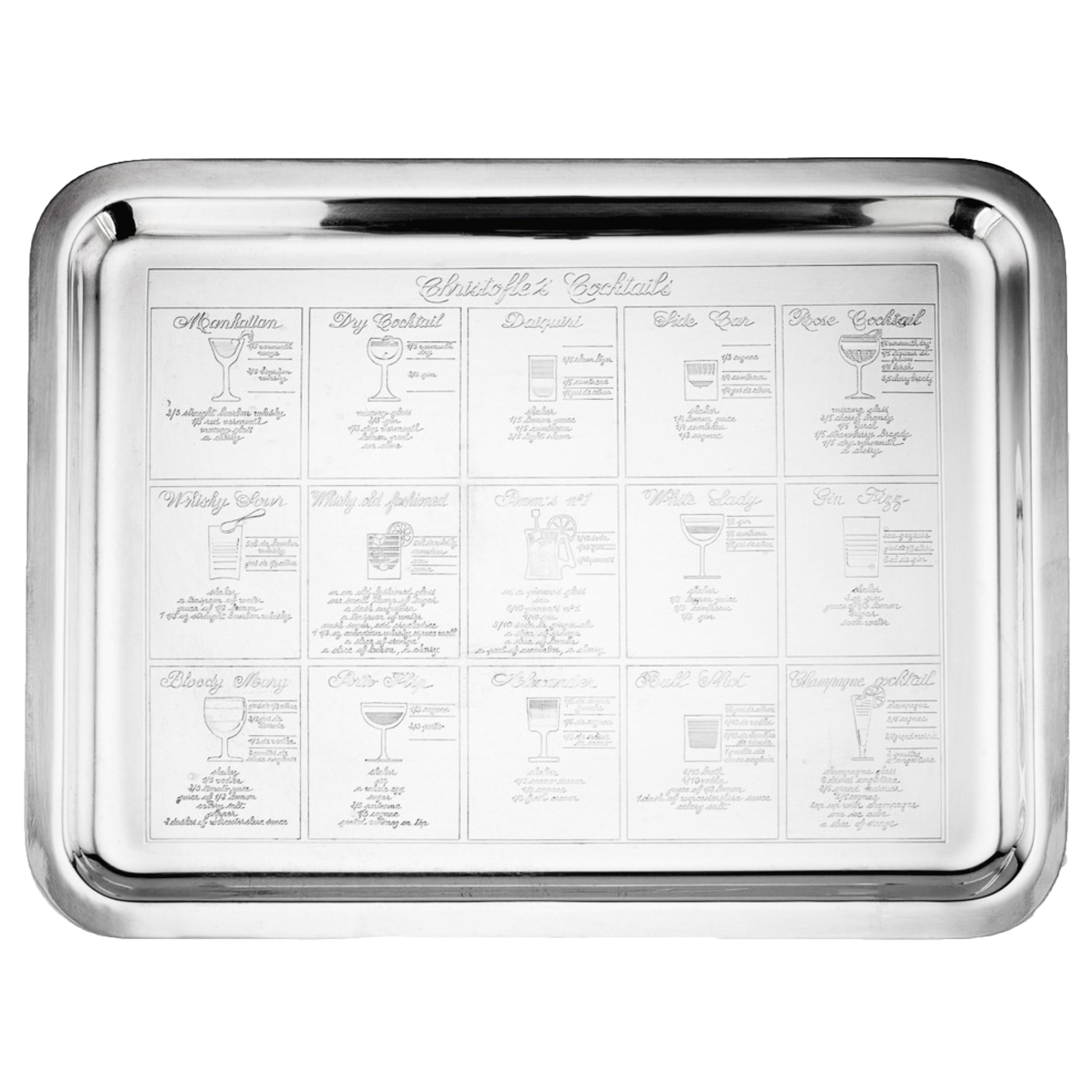 Christofle Silver Plated Cocktail Recipe Bar Tray