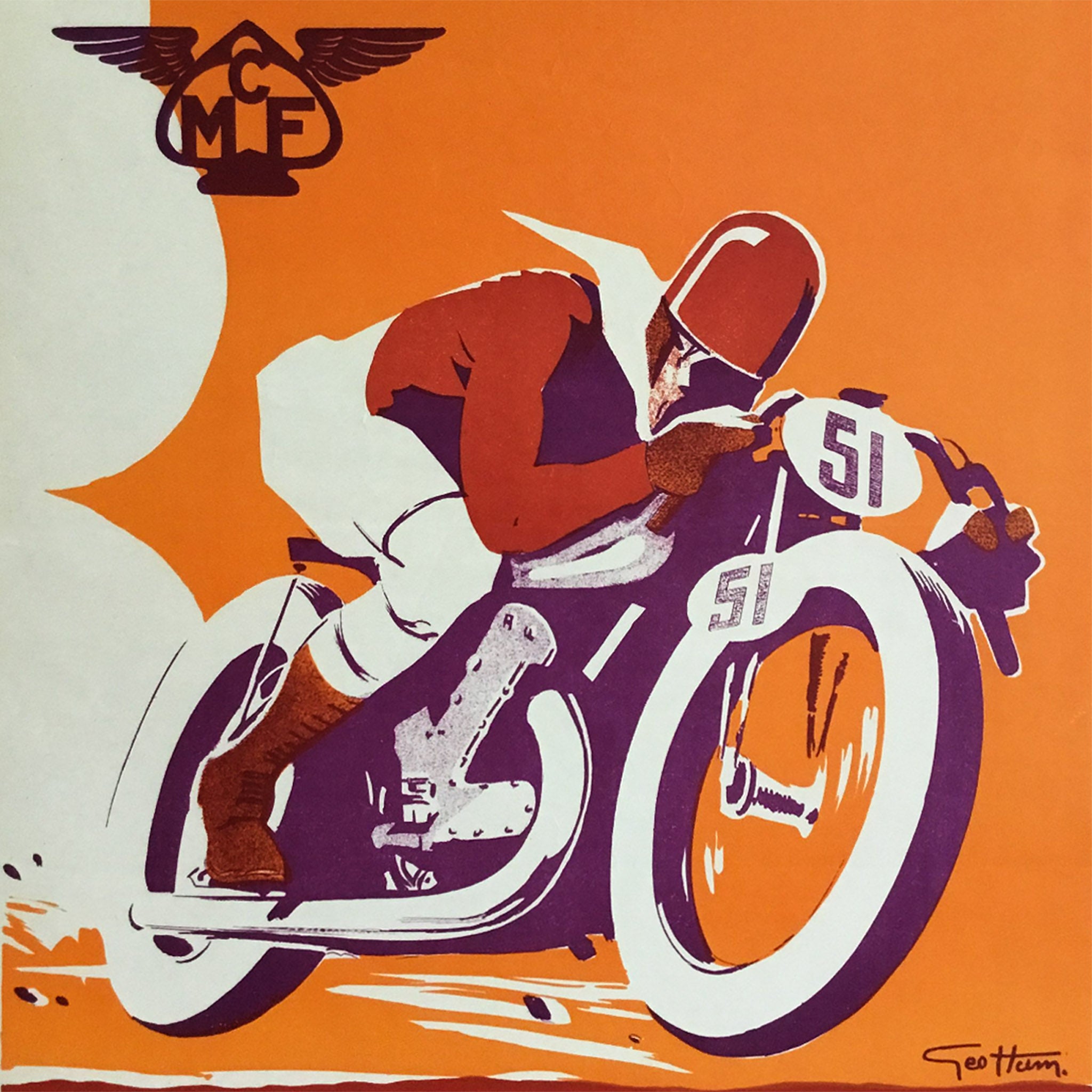 Motorcycle Club De France (MCF) 1935 Original Poster, Géo Ham