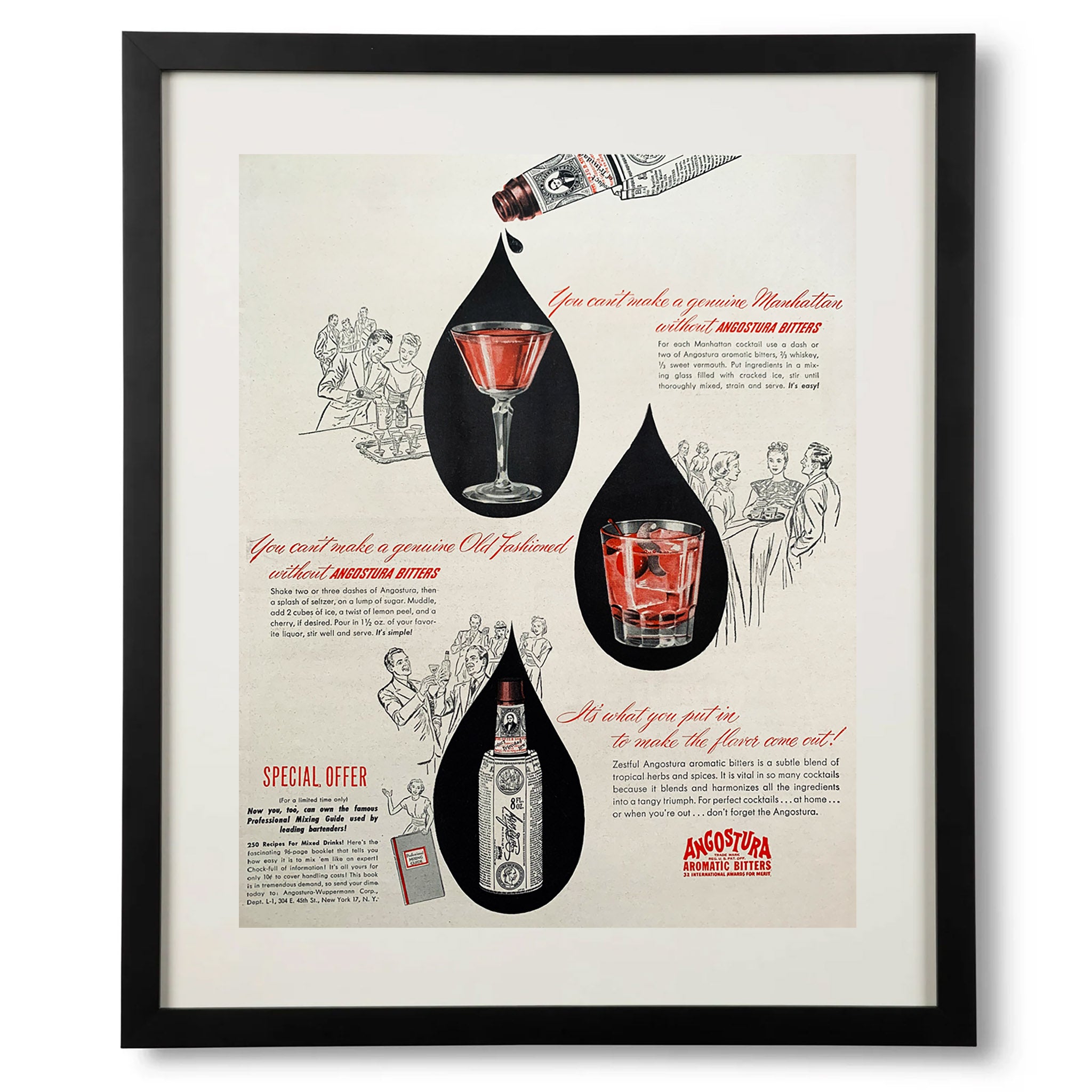 Framed Angostura Bitters Cocktail Advertisement