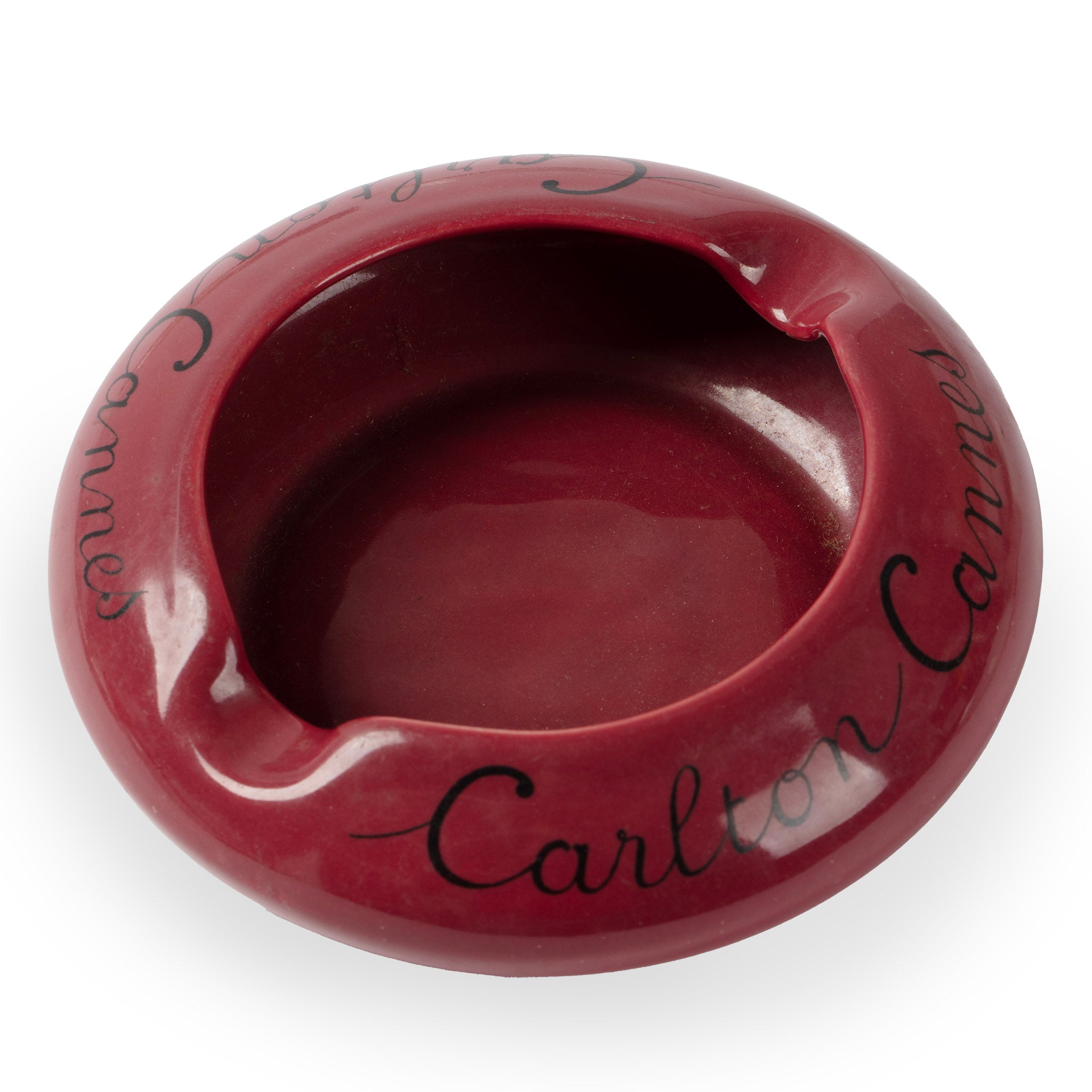 Vintage Carlton Cannes Hotel Burgundy Ashtray & Catchall Dish