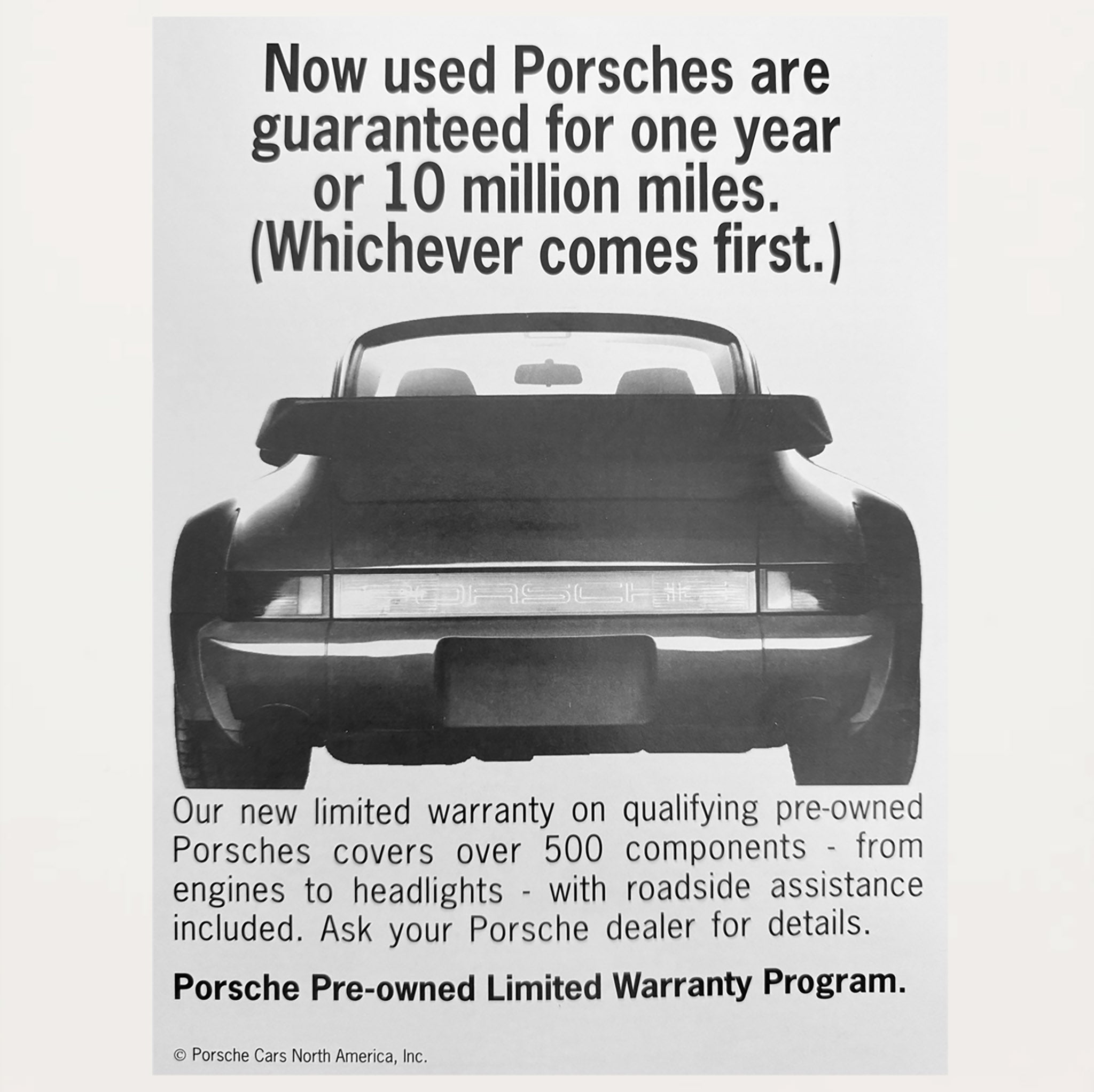 Framed Porsche Guarantee Advertisement