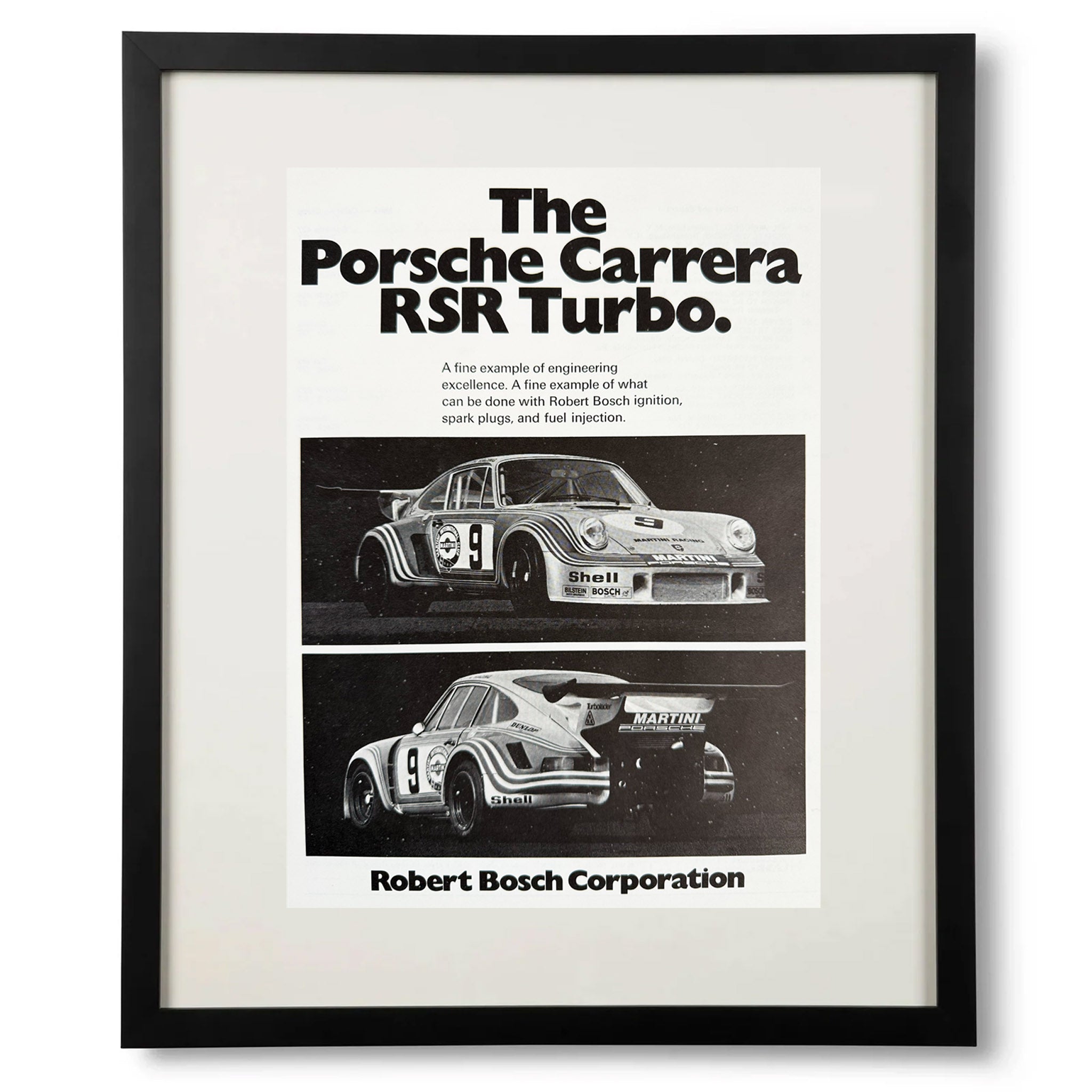 Framed Vintage Porsche Carrera RSR Turbo Advertisement