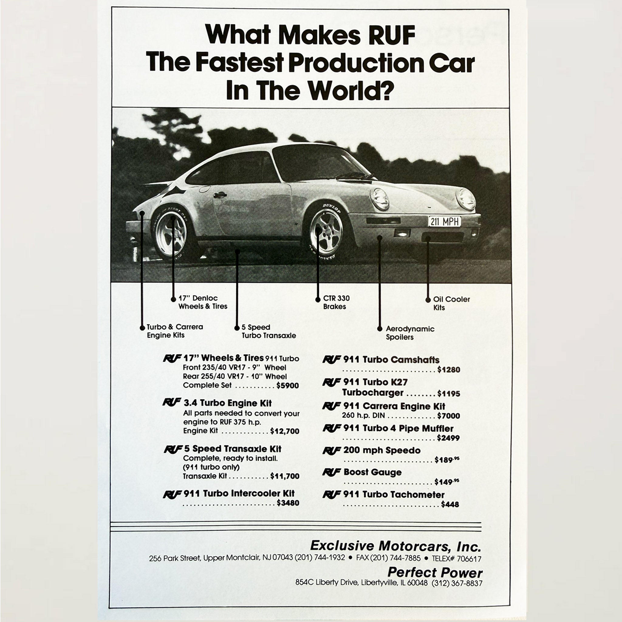 Framed RUF Porsche Carrera Turbo Advertisement