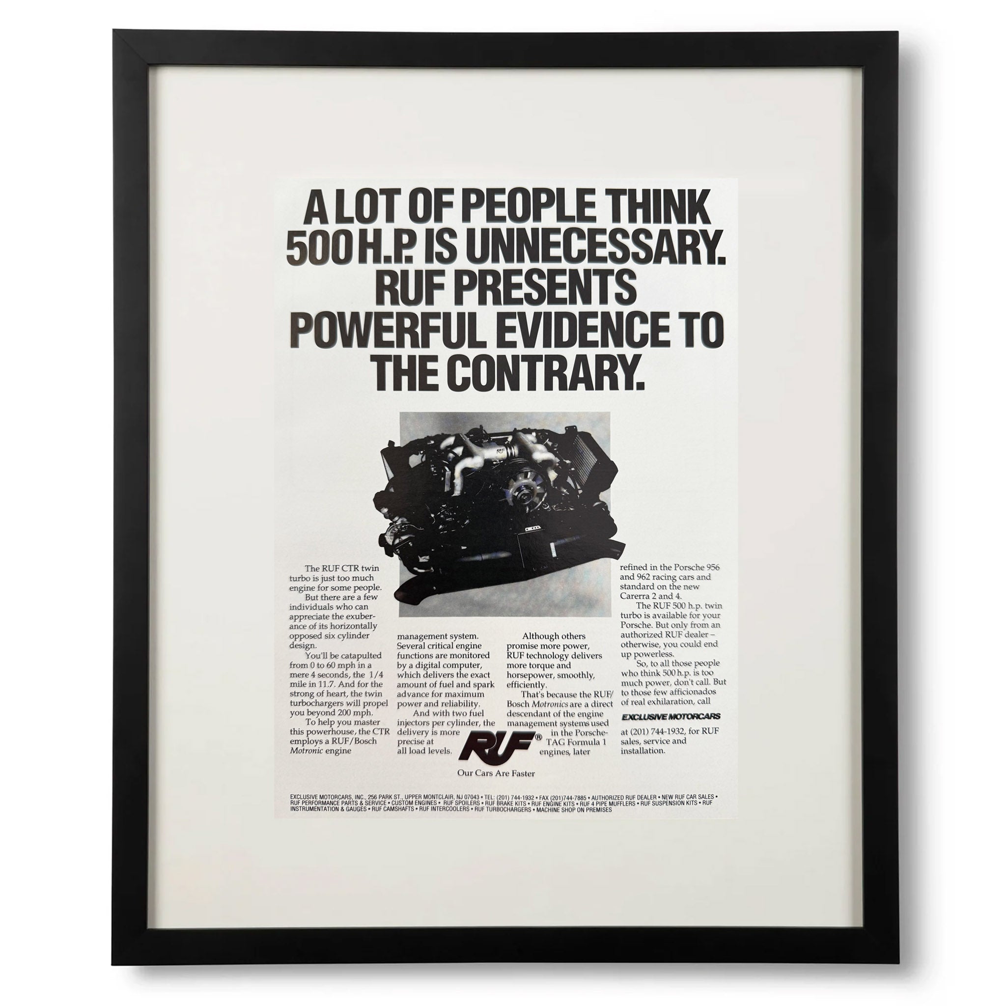 Framed RUF CTR Twin Turbo Porsche Advertisement