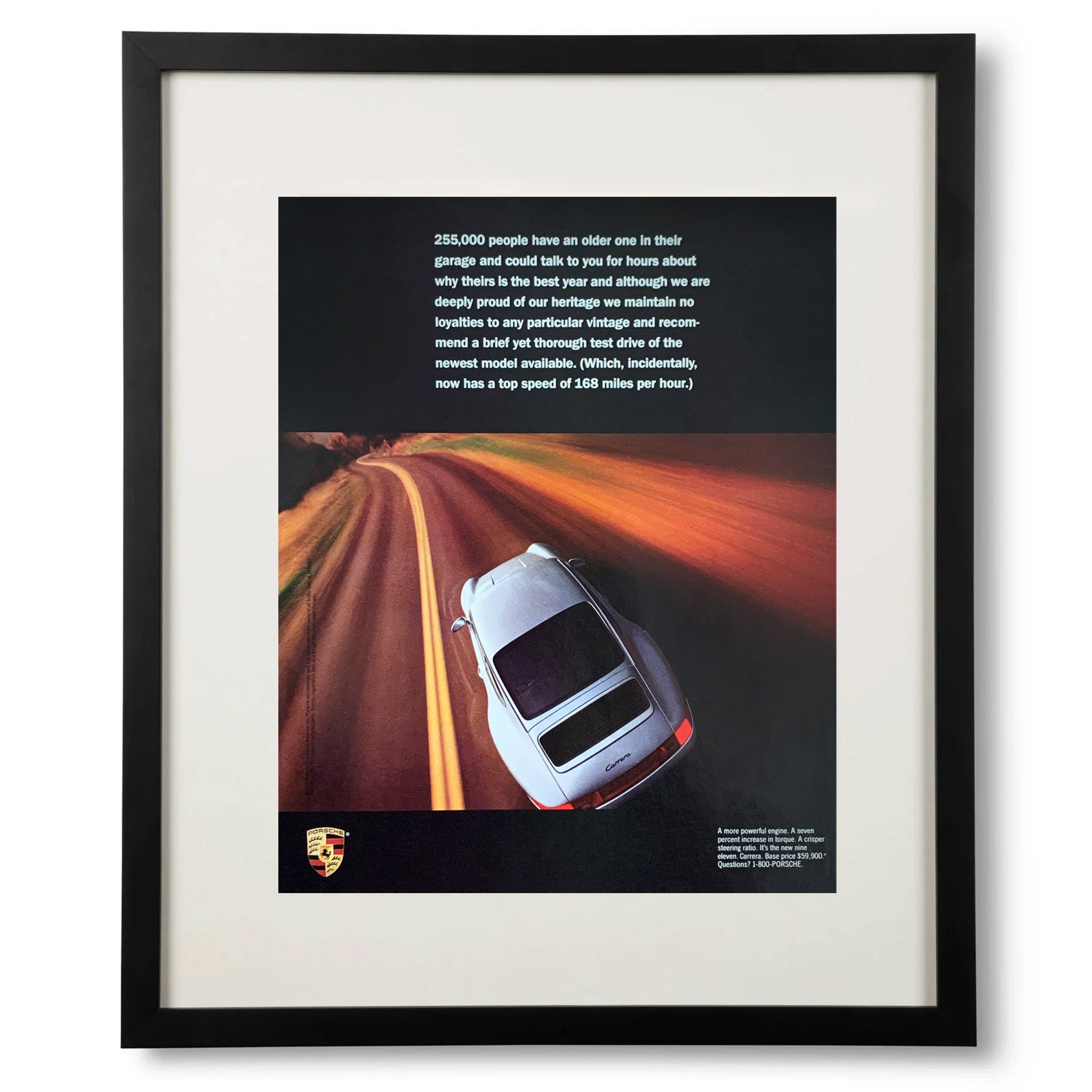 Framed Porsche 911 Carrera Advertisement