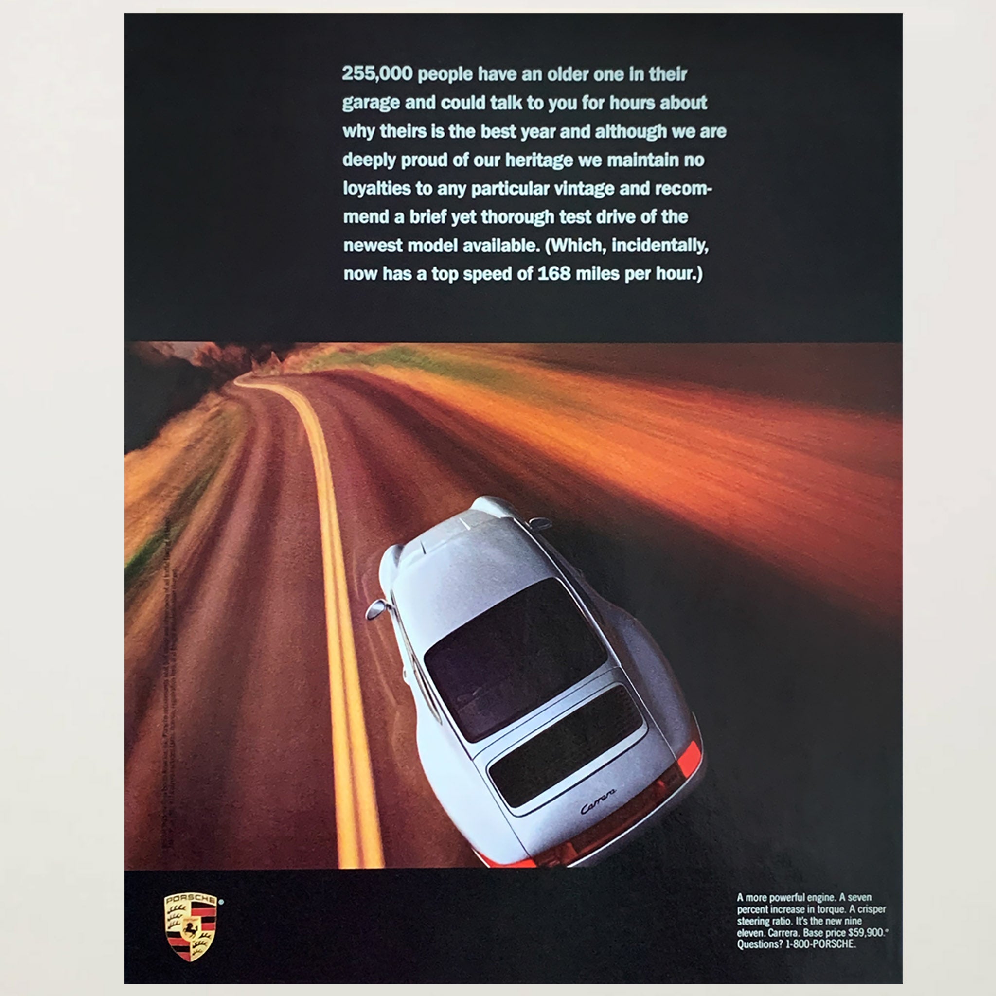 Framed Porsche 911 Carrera Advertisement