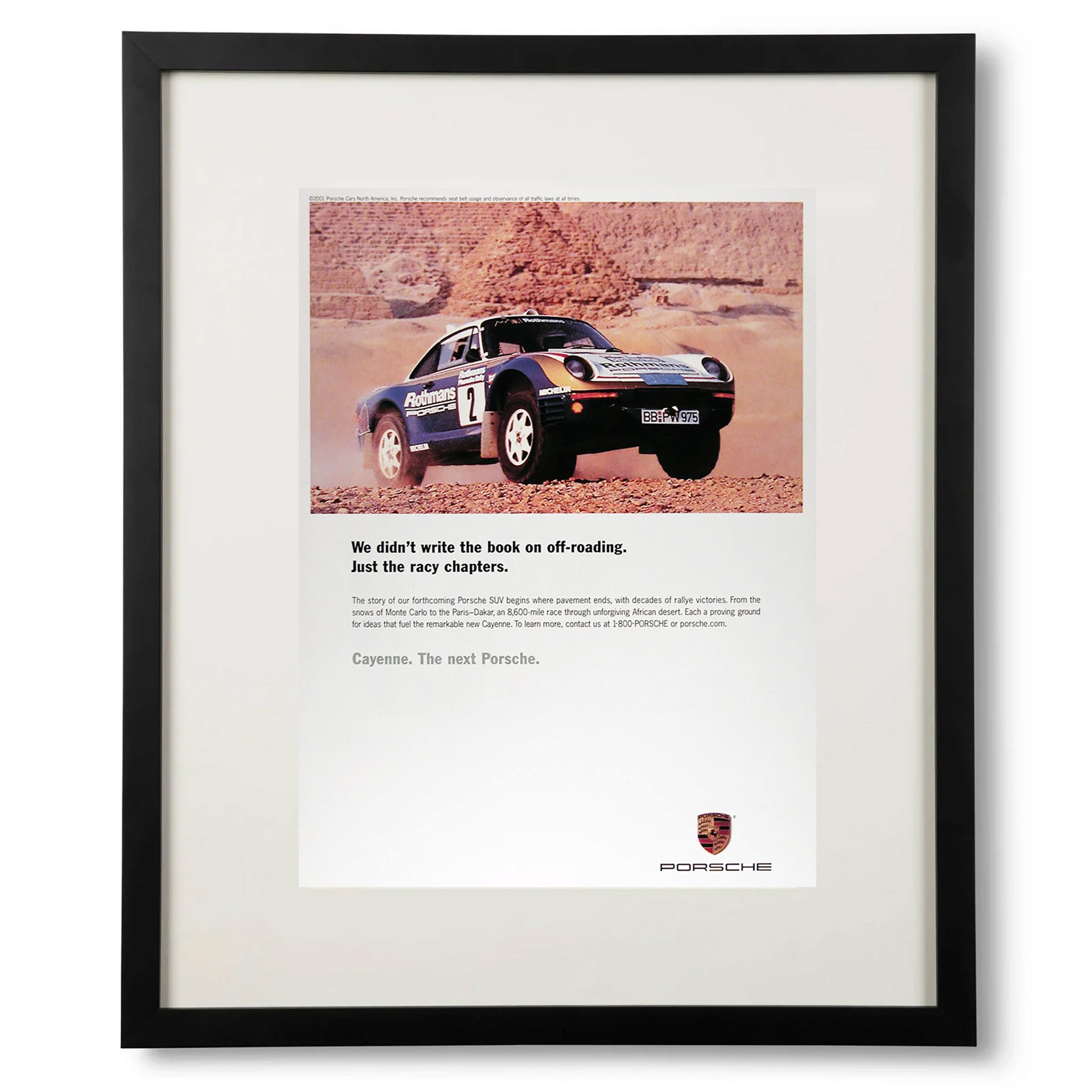 Framed Porsche 953 Paris-Dakar Rally Advertisement