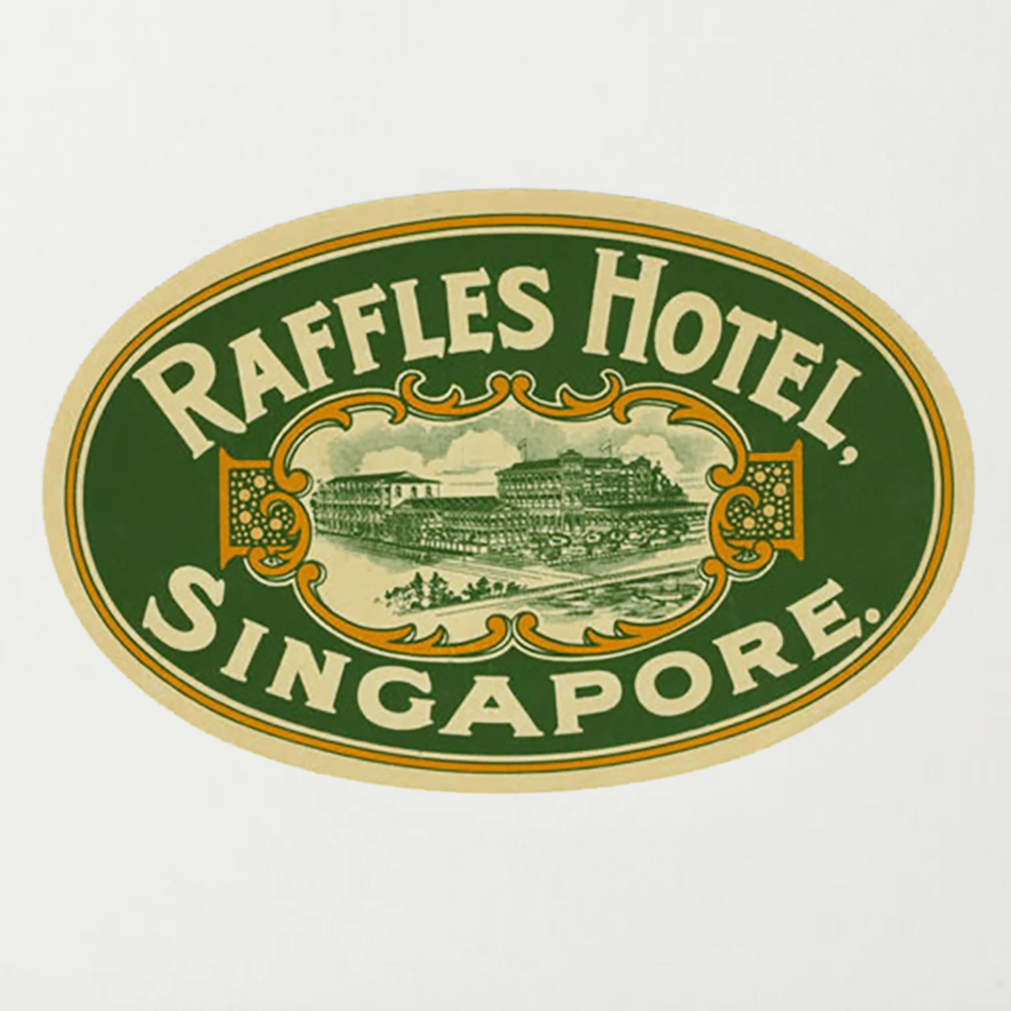 Framed Raffles Hotel Singapore Luggage Label