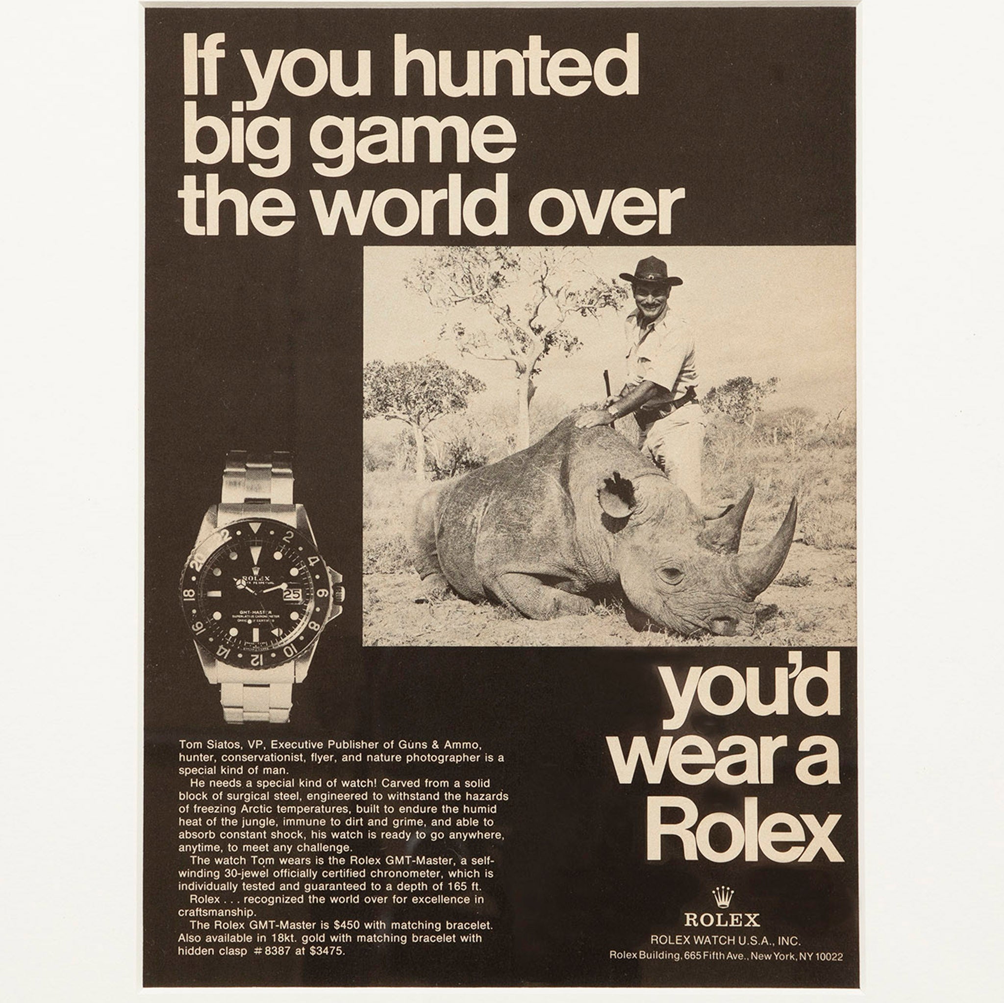 Framed Rolex GMT-Master Big Game Advertisement