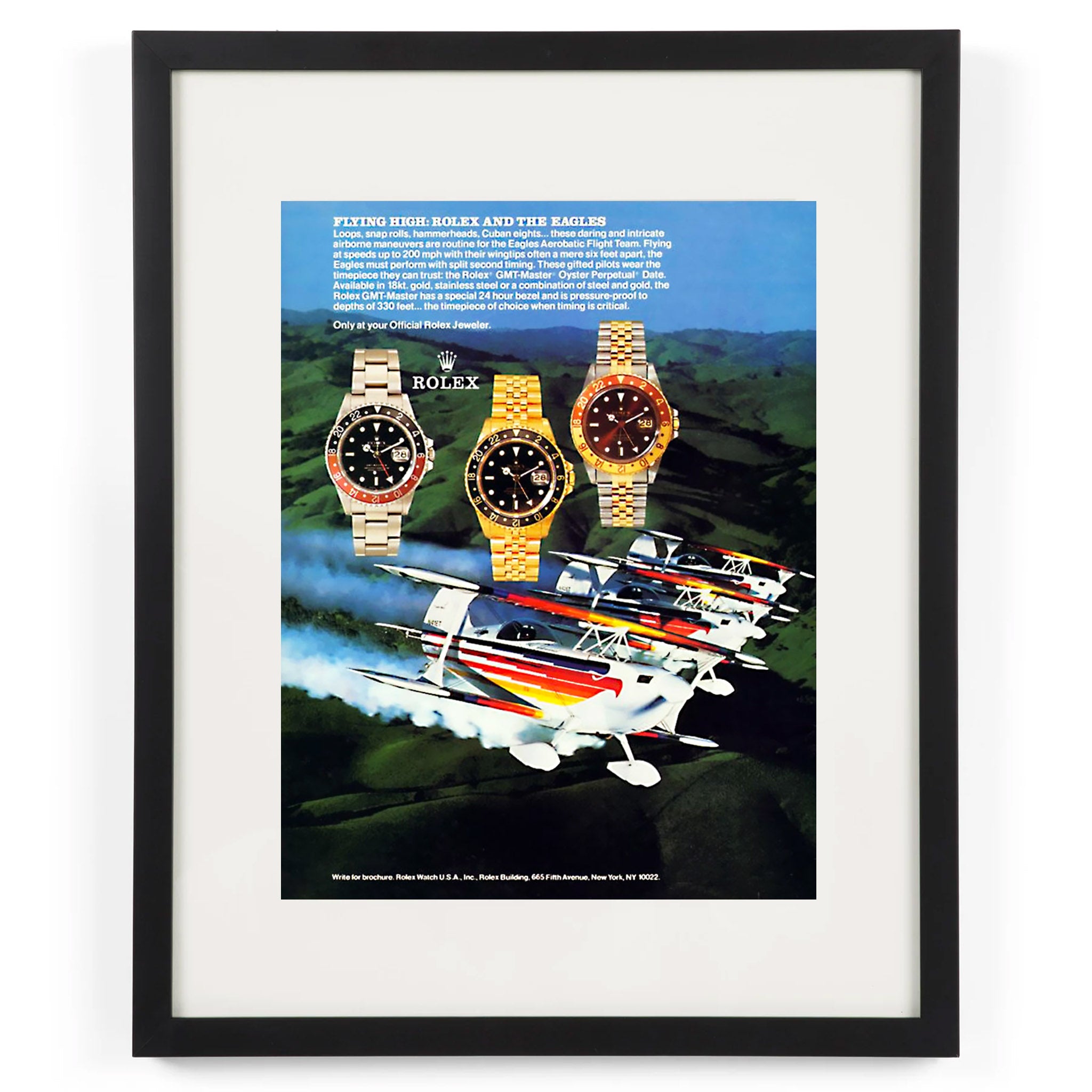 Rolex GMT-Master “Eagles Aerobatic Flight Team” Framed Ad