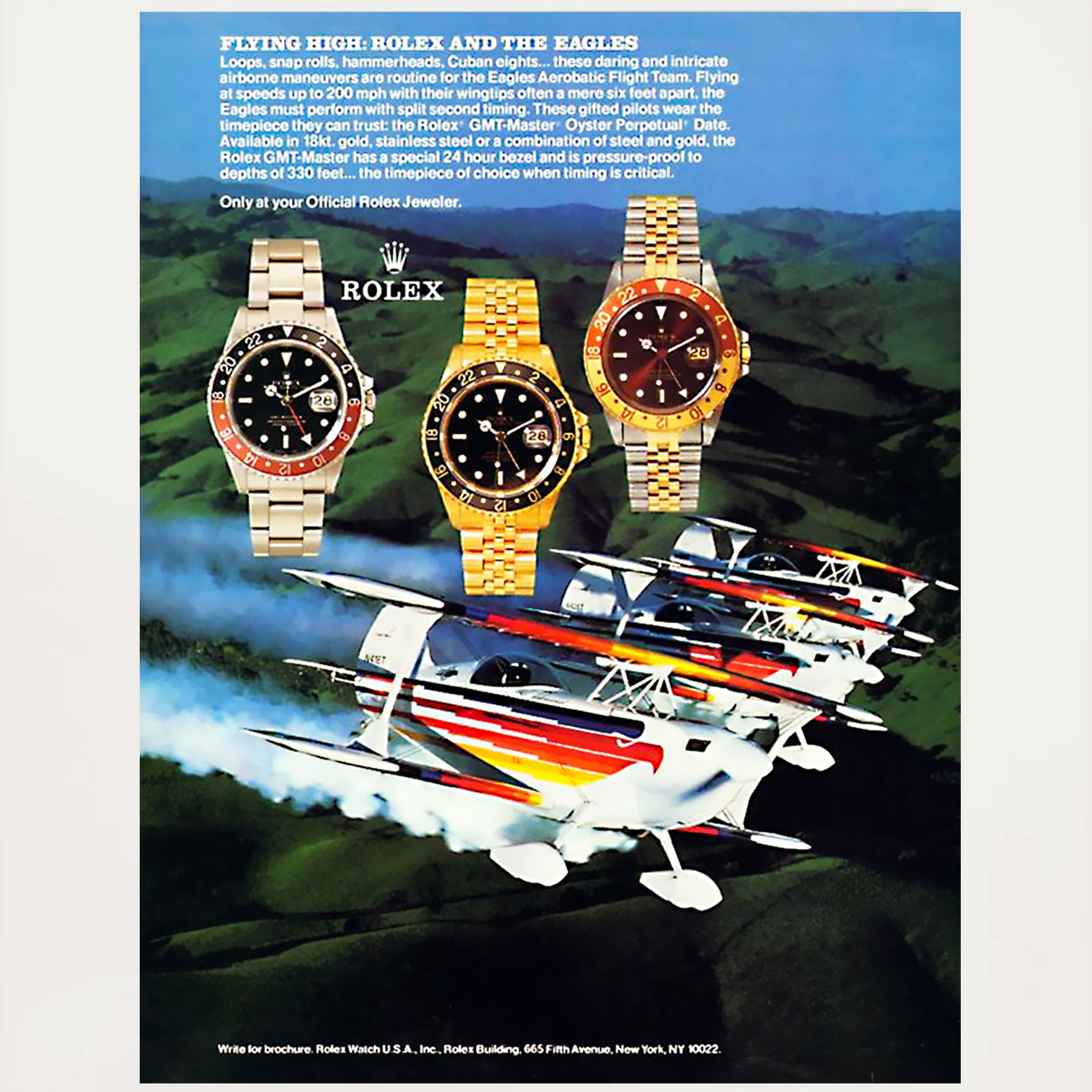 Rolex GMT-Master “Eagles Aerobatic Flight Team” Framed Ad