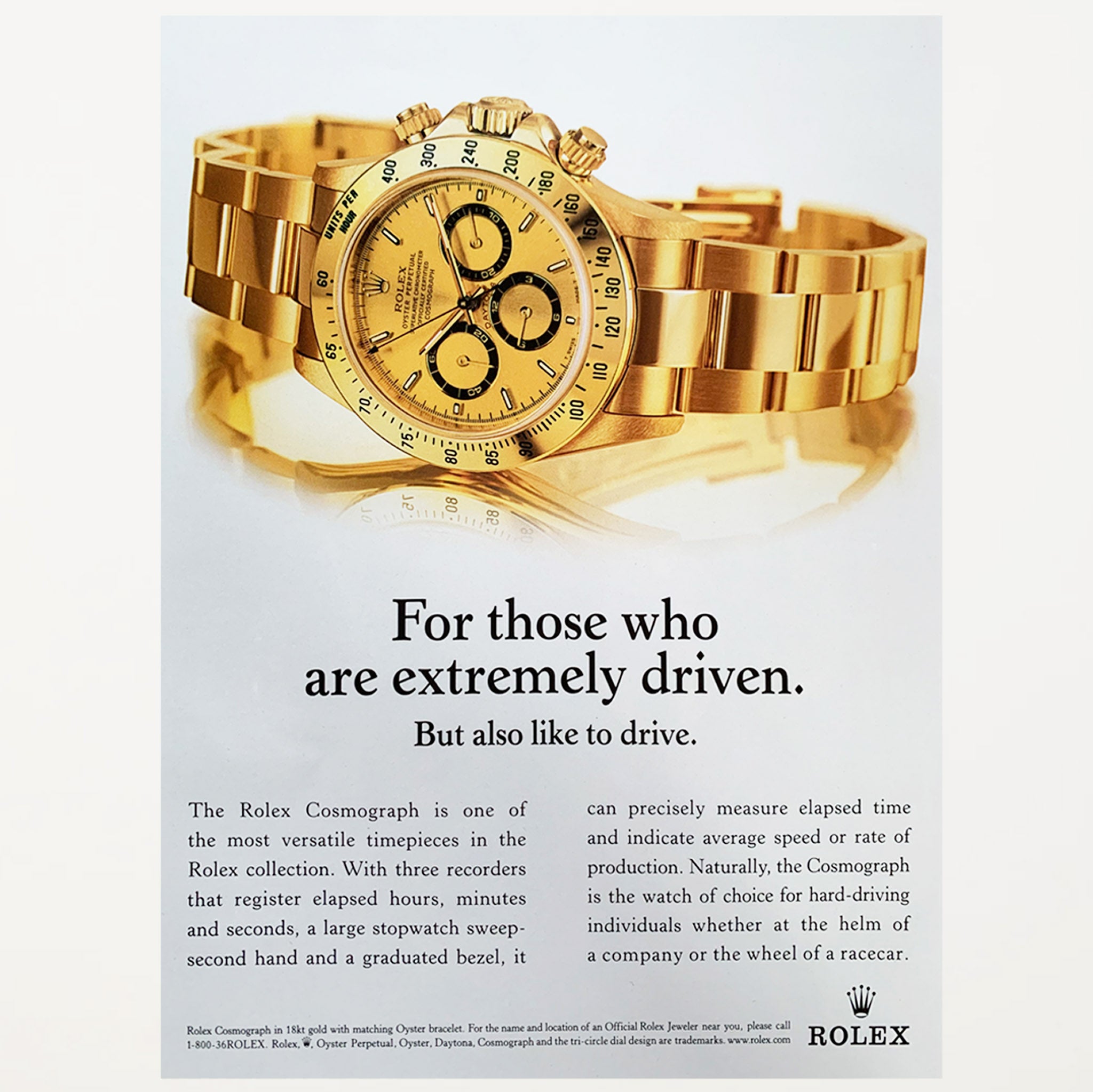 Framed Rolex Daytona “For Those Who Are Extremely Driven” Ad