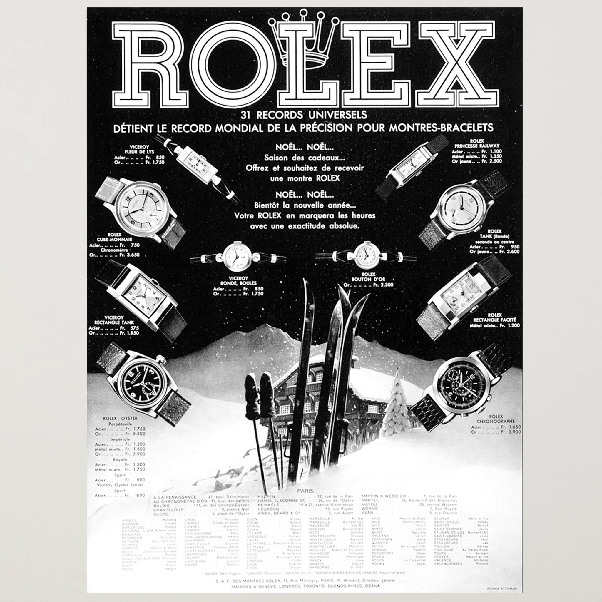 Framed 1938 Rolex Christmas Advertisement