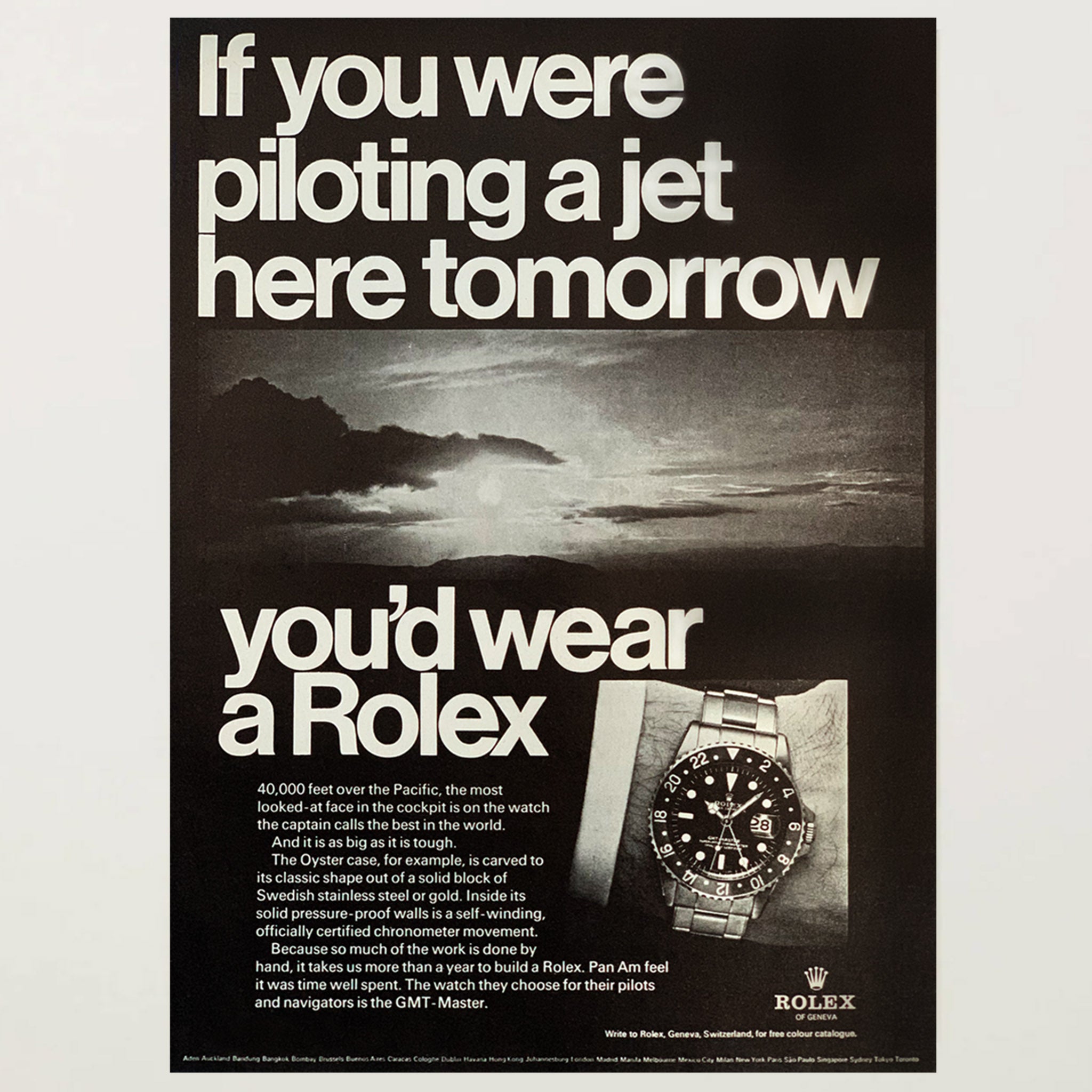 Framed Vintage Rolex If You Were Piloting A Jet Ad