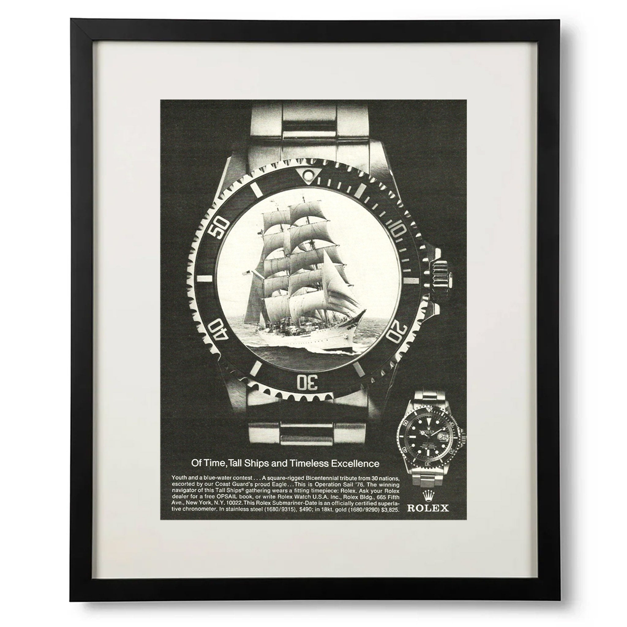 Vintage 1970s Rolex Submariner “Tall Ships” Advertisement
