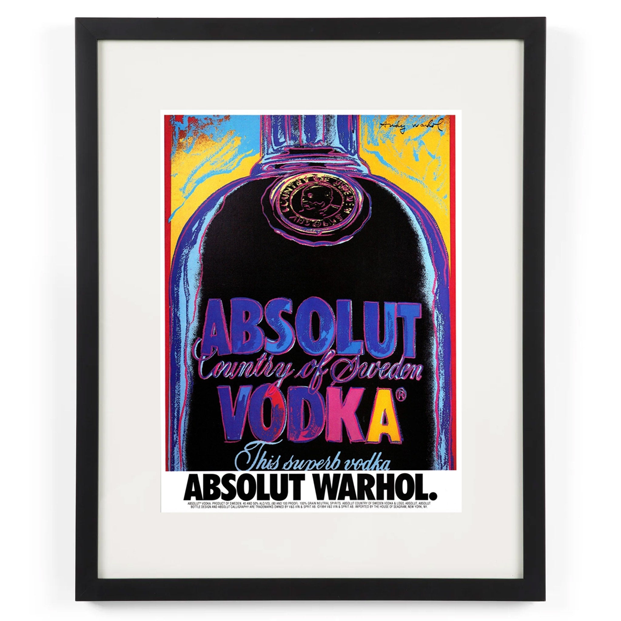 Framed Andy Warhol Absolut Vodka Ad (1985) – Original Vintage Pop