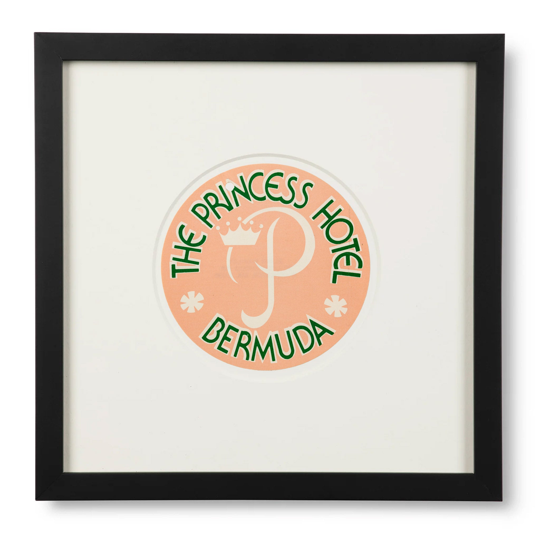Framed Vintage Hamilton Princess Hotel Bermuda Luggage Label