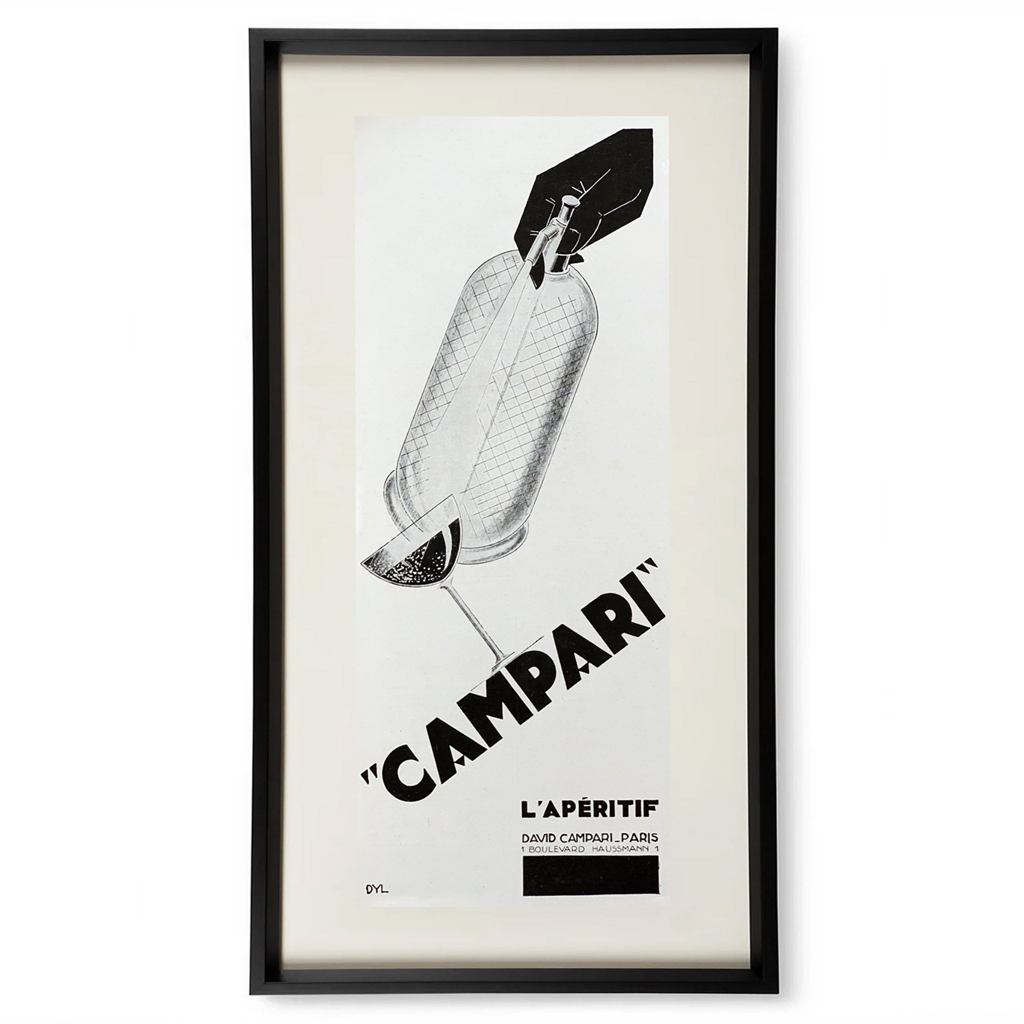 Framed Art Deco Campari Aperitif Print Advertisement