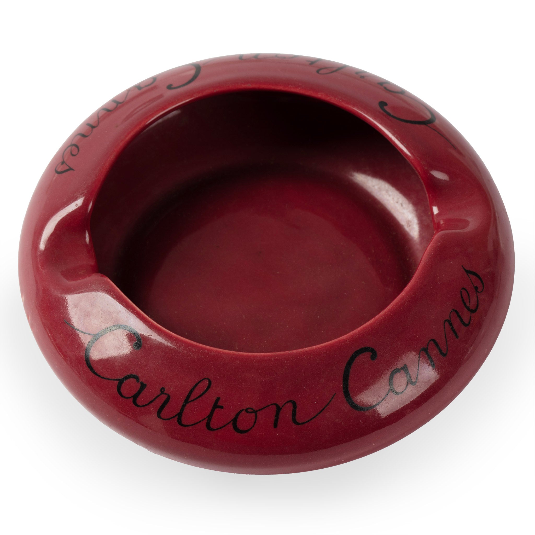Vintage Carlton Cannes Hotel Burgundy Ashtray & Catchall Dish