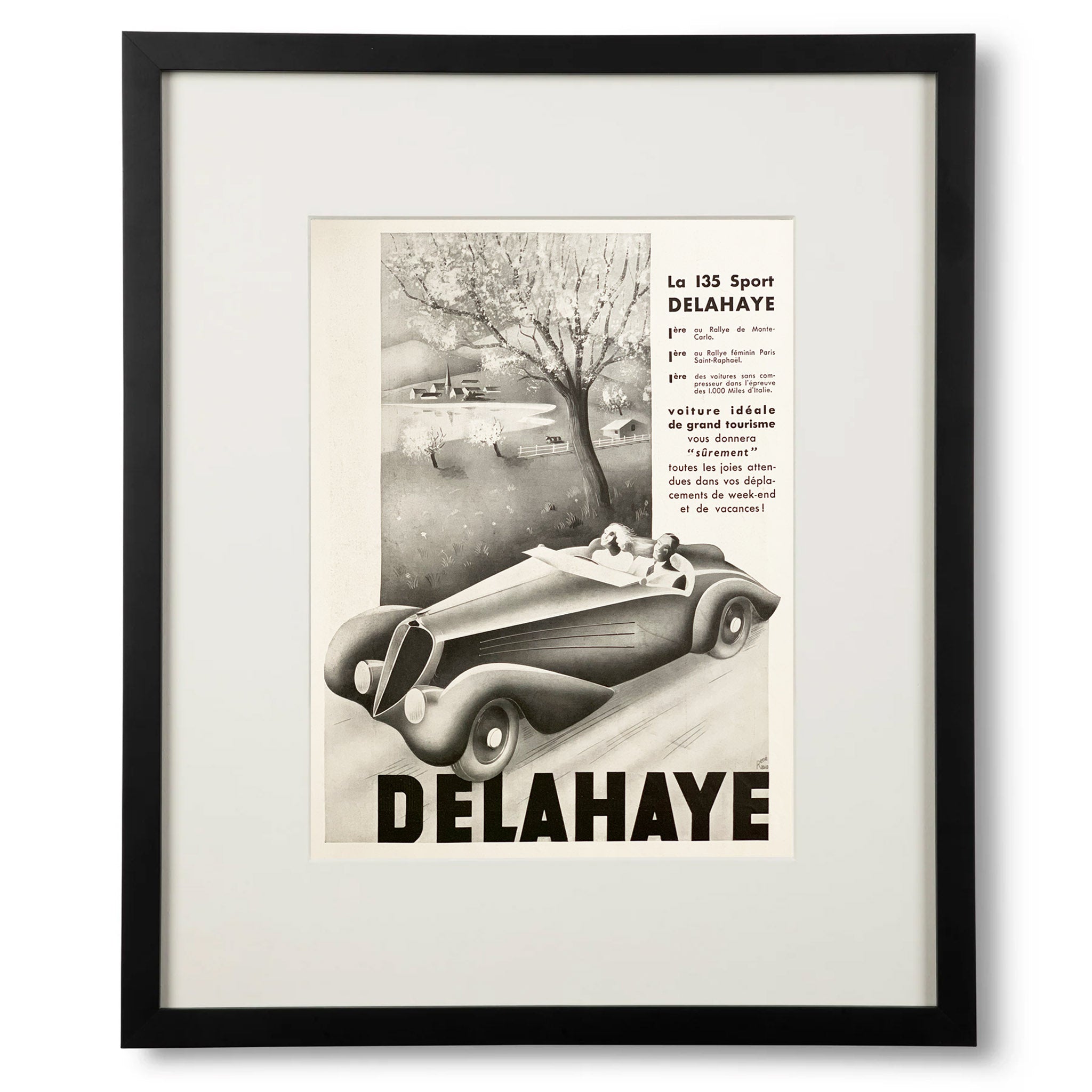 Framed Art Deco Delahaye Geo Ham Ad