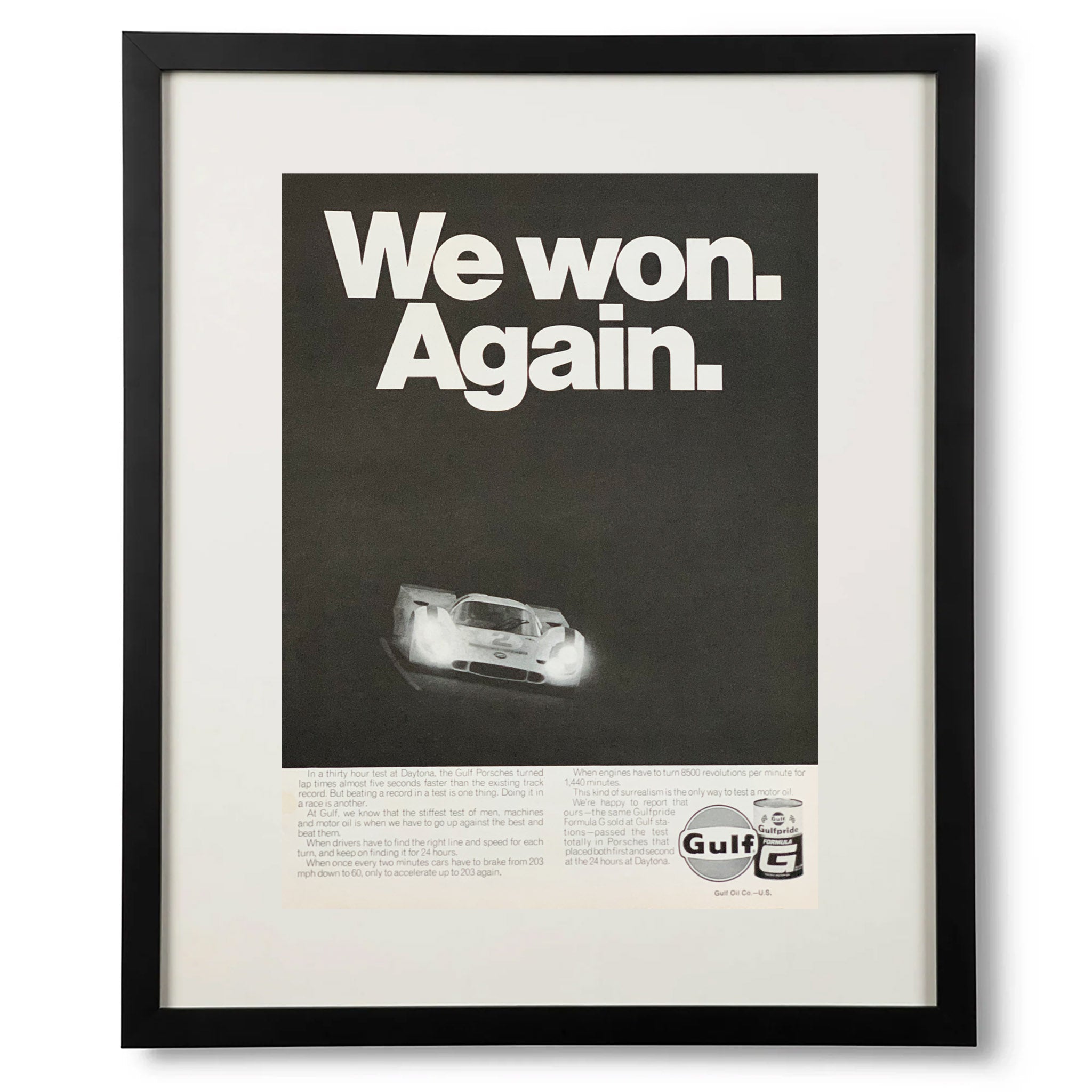 Framed Gulf Porsche 917 We Won. Again. Advertisement