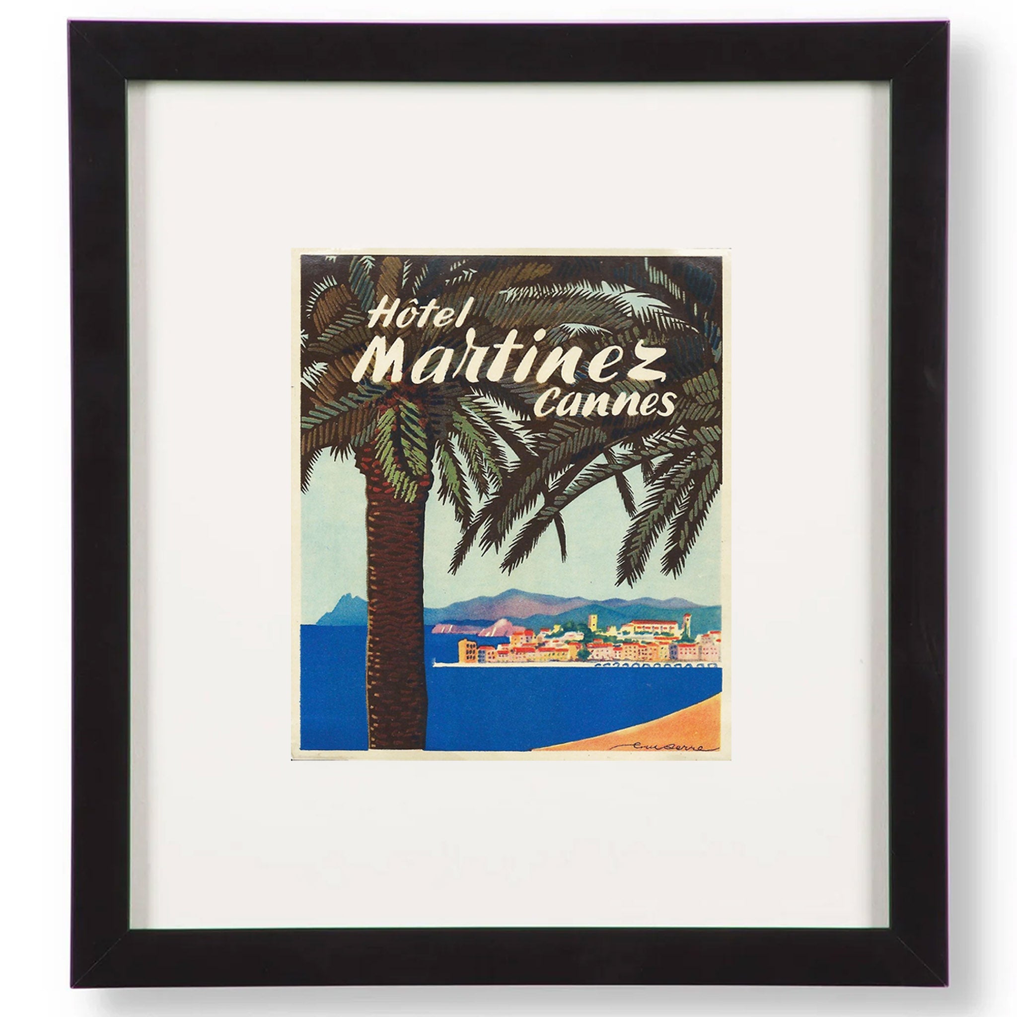 Framed Hotel Martinez Cannes Original Luggage Label