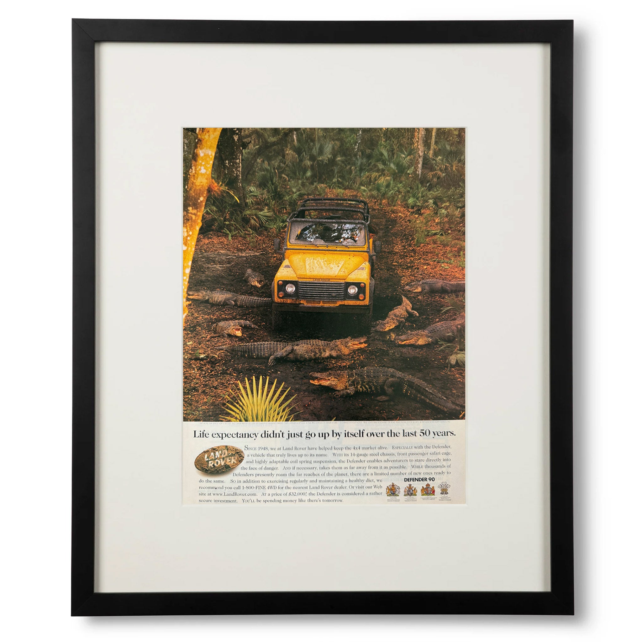 Framed Land Rover Defender Life Expectancy Advertisement