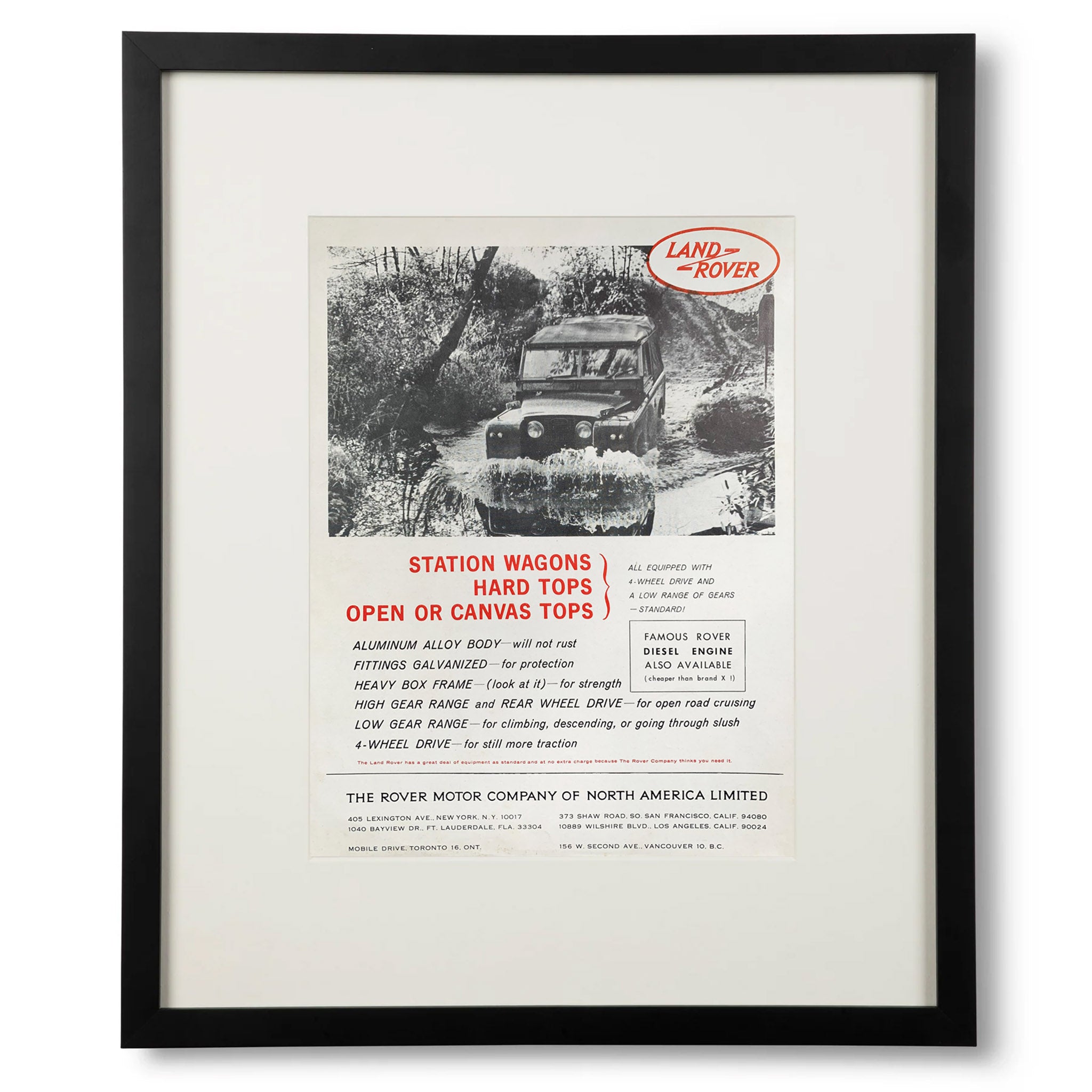 Framed 1964 Land Rover Series IIA Advertisement