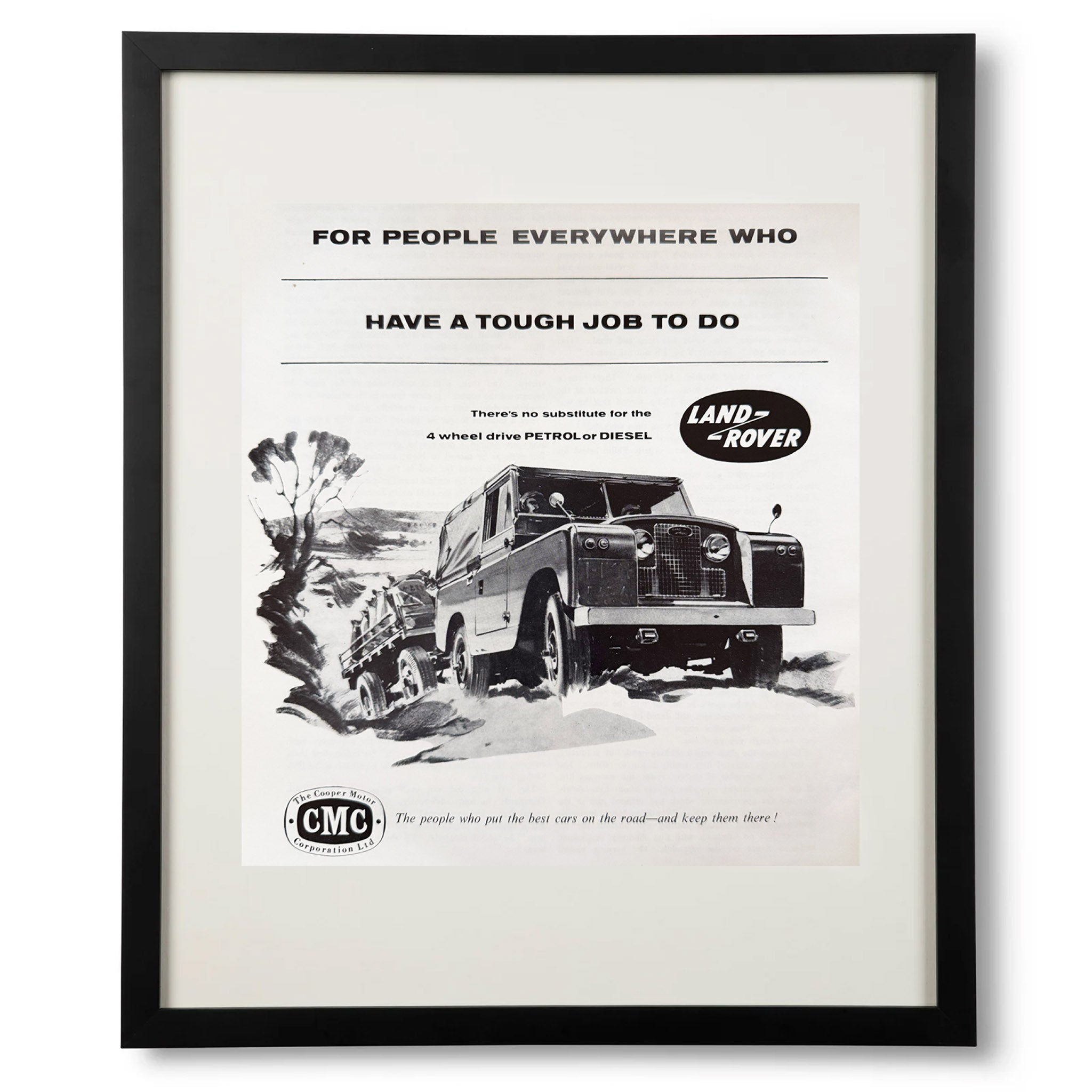 Framed Vintage Land Rover Series Advertisement – “Tough Job”
