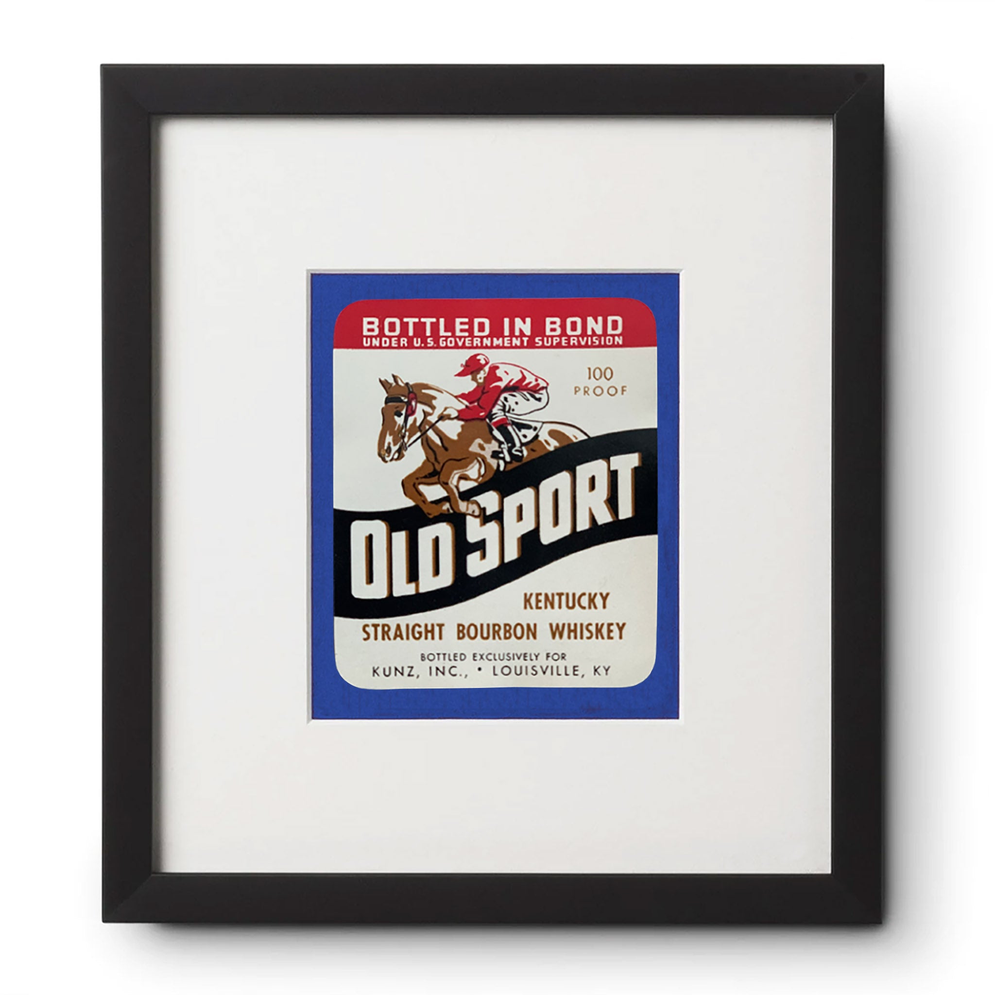 Framed Old Sport Kentucky Straight Bourbon Label