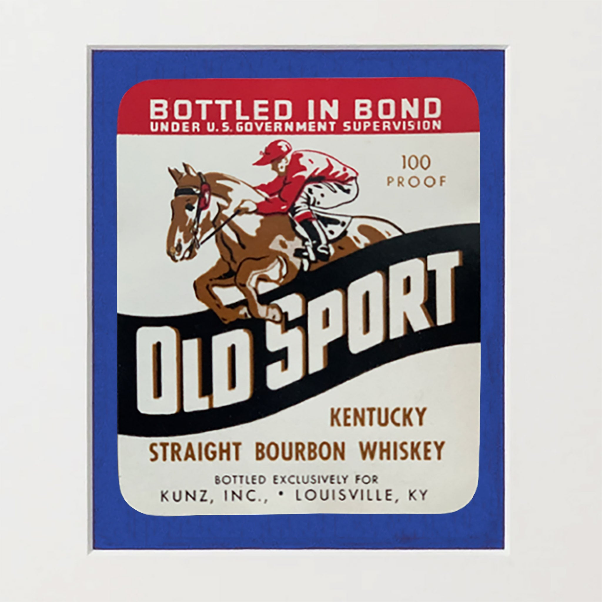 Framed Old Sport Kentucky Straight Bourbon Label
