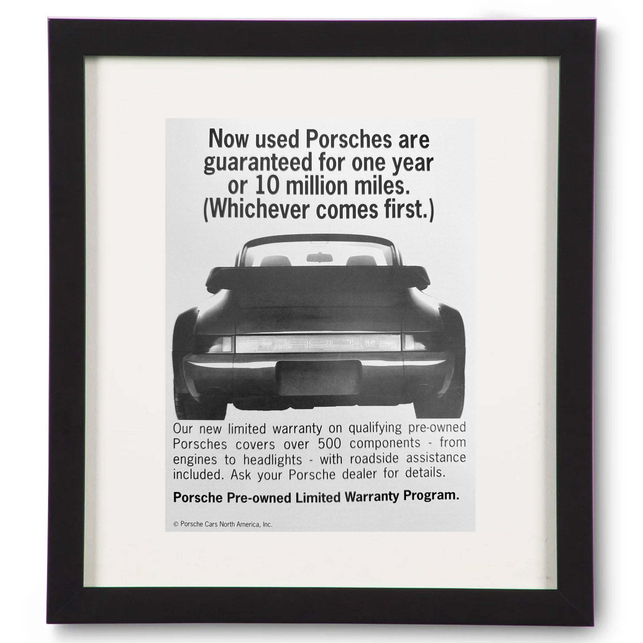 Framed Porsche Guarantee Advertisement