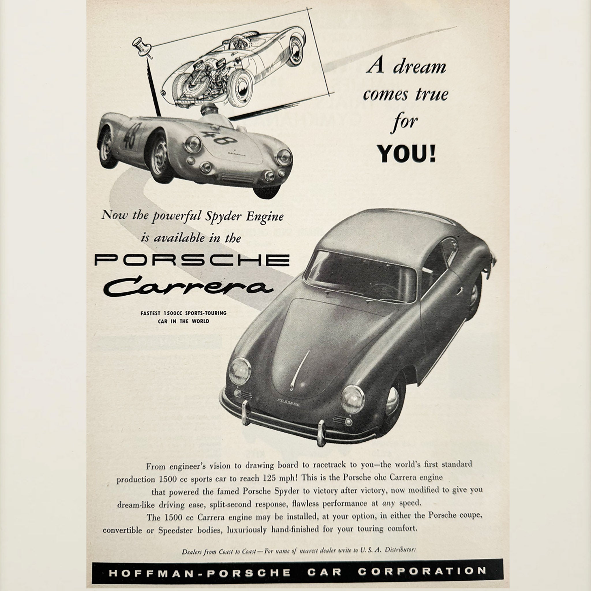 Framed Porsche Carrera Advertisement