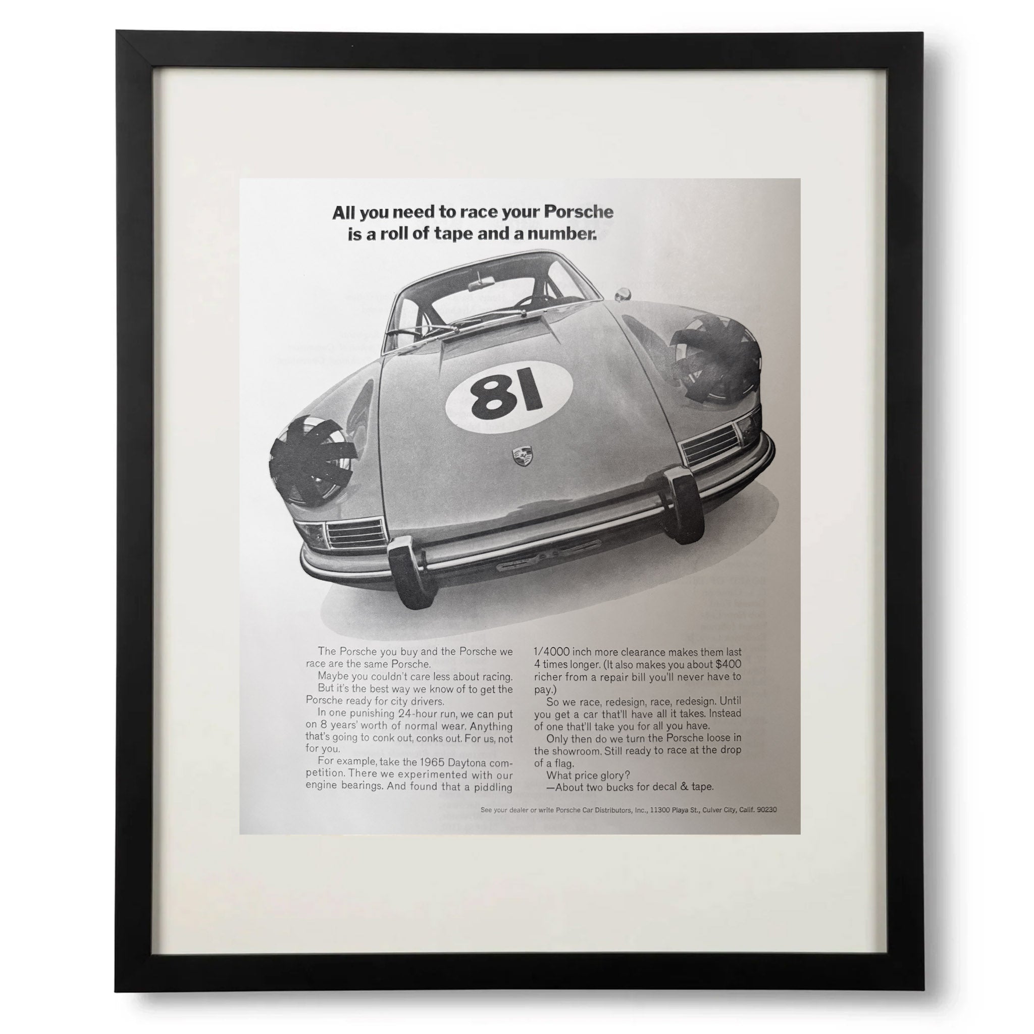 Framed Porsche All You Need to Race Framed Advertisement