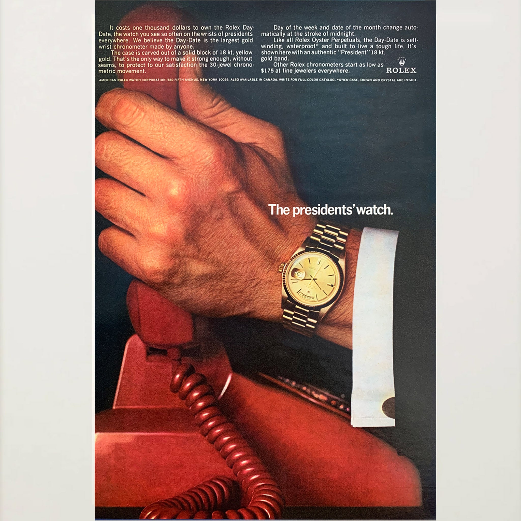 Framed Rolex The President's Watch Advertisement