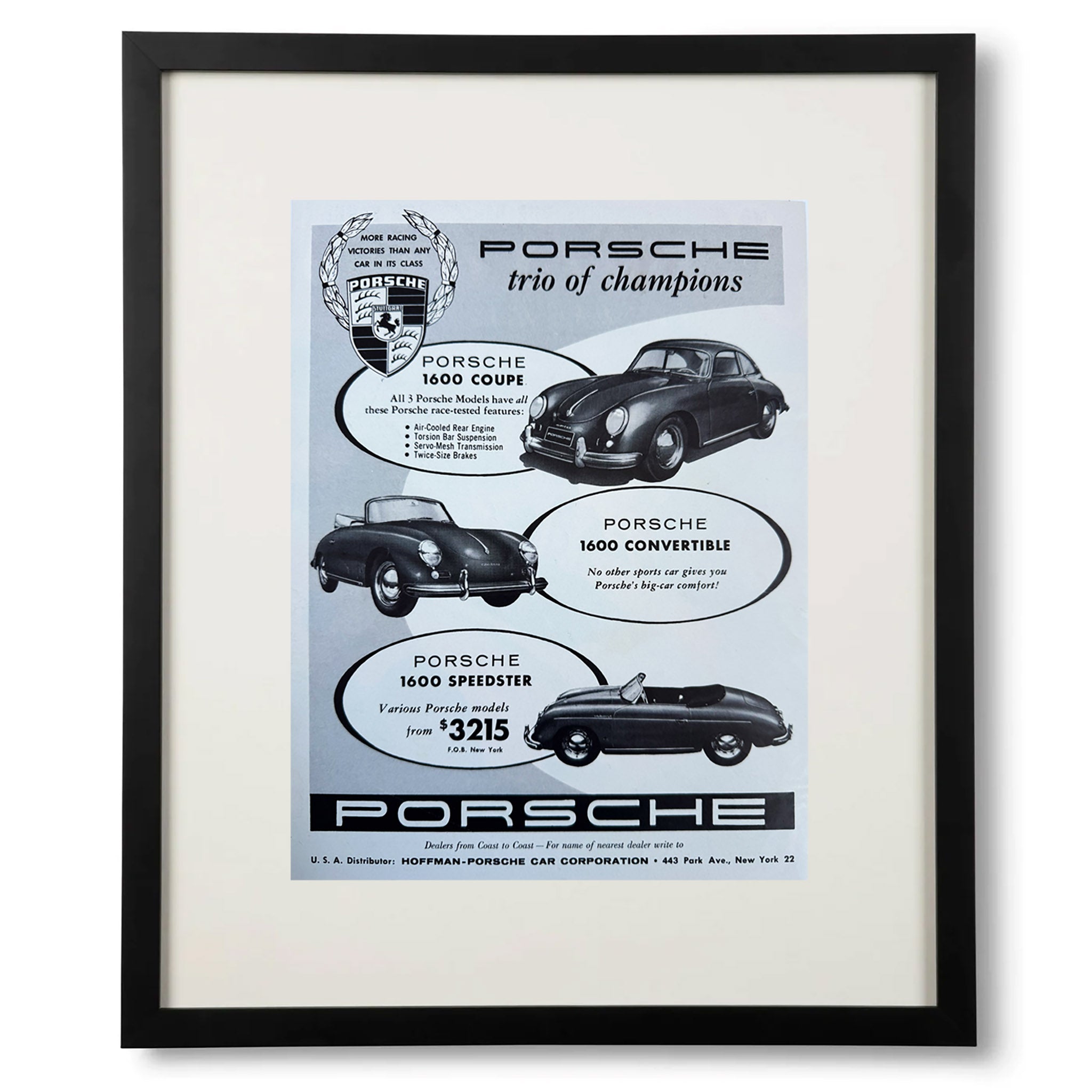 Framed Porsche Trio of Champions Advertisement