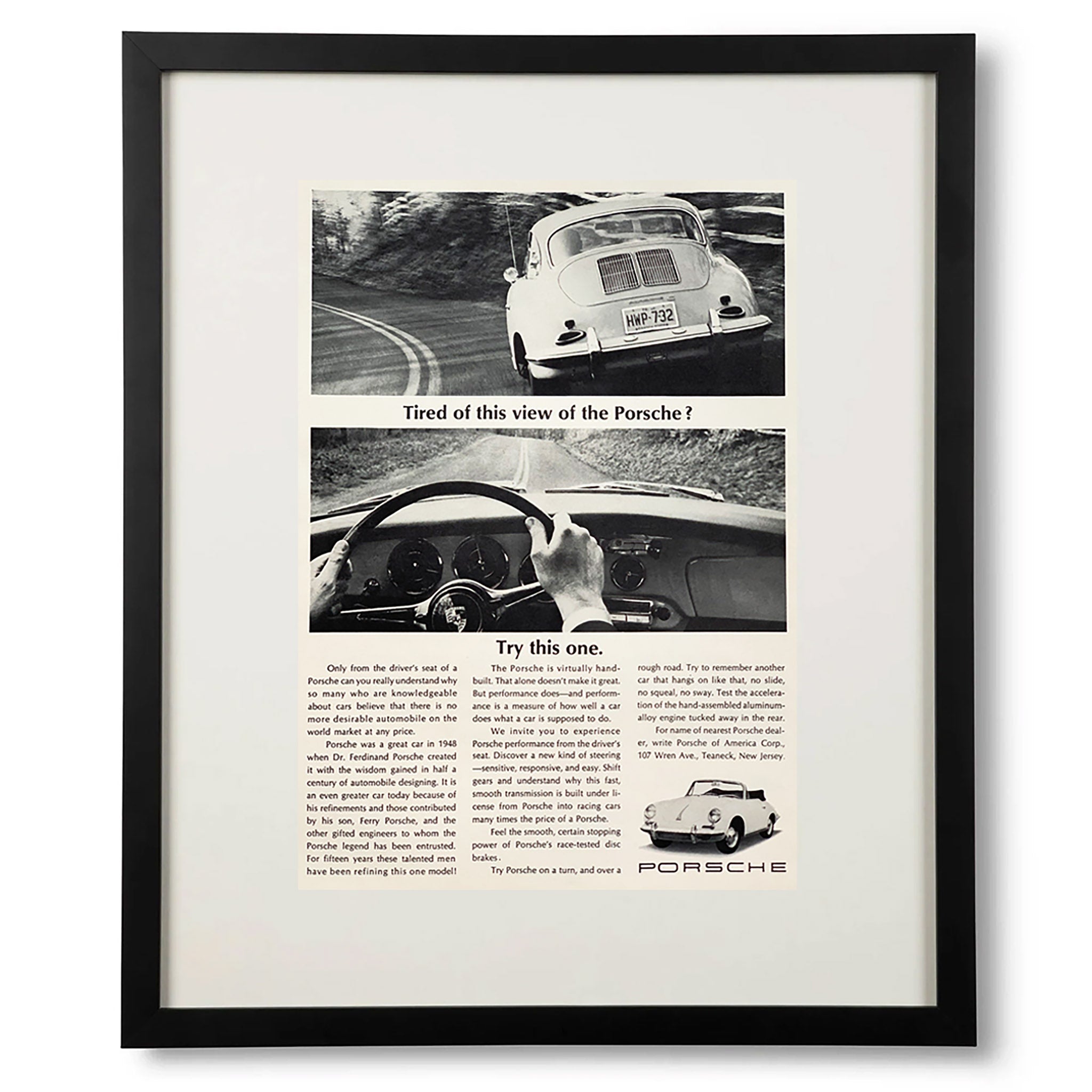 Framed Porsche Tired of this View? Framed Advertisement
